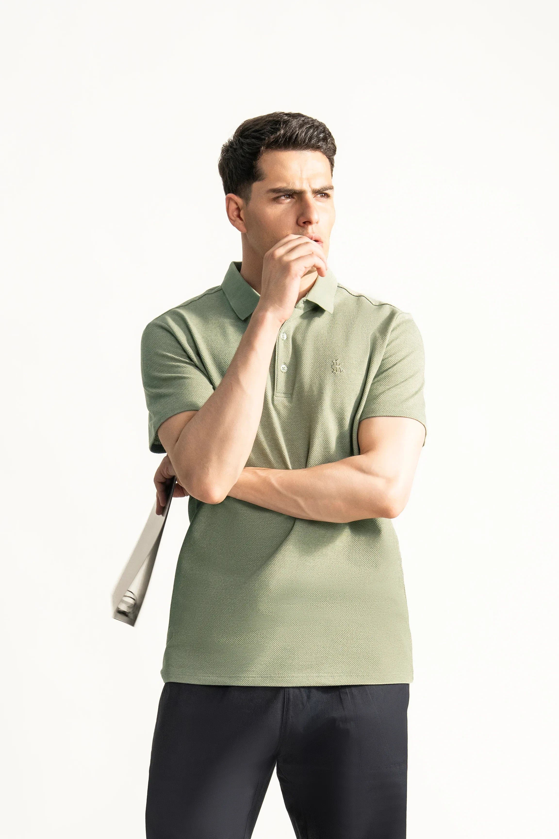 SMART FIT CLASSIC PREMIUM STRIPED POLO SHIRT LIGHT GREEN