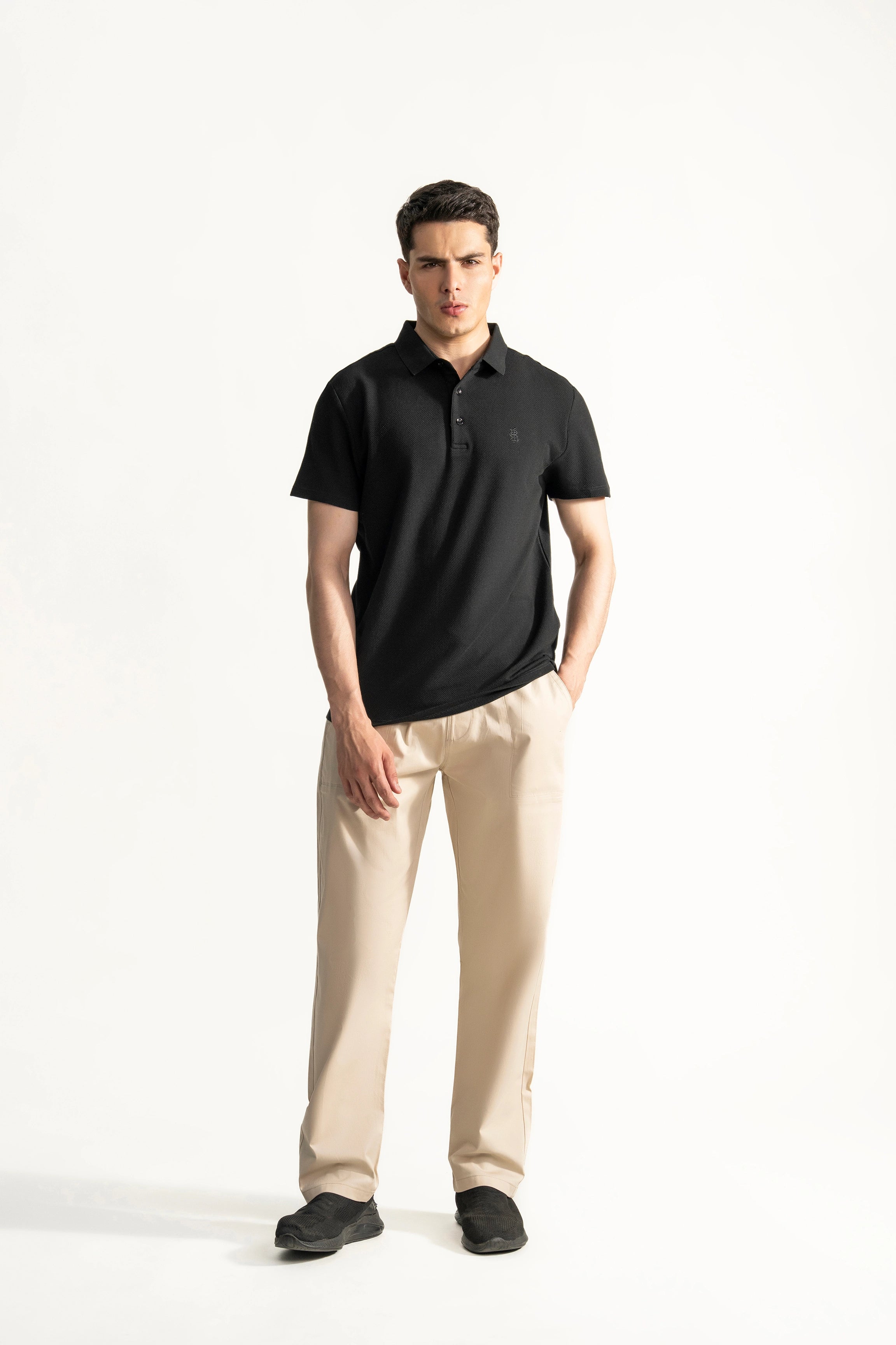 SMART FIT CLASSIC PREMIUM STRIPED POLO SHIRT BLACK