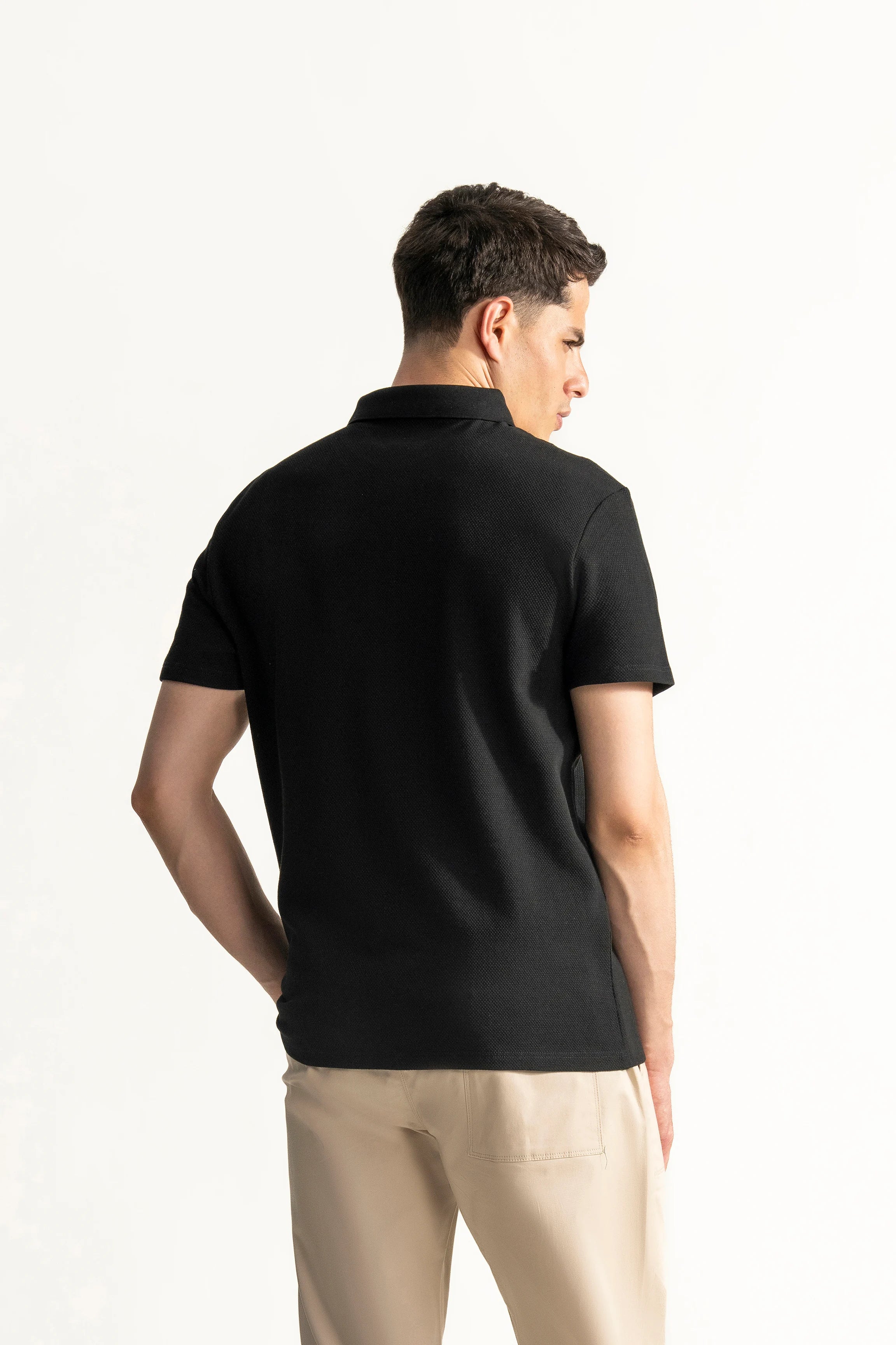 SMART FIT CLASSIC PREMIUM STRIPED POLO SHIRT BLACK