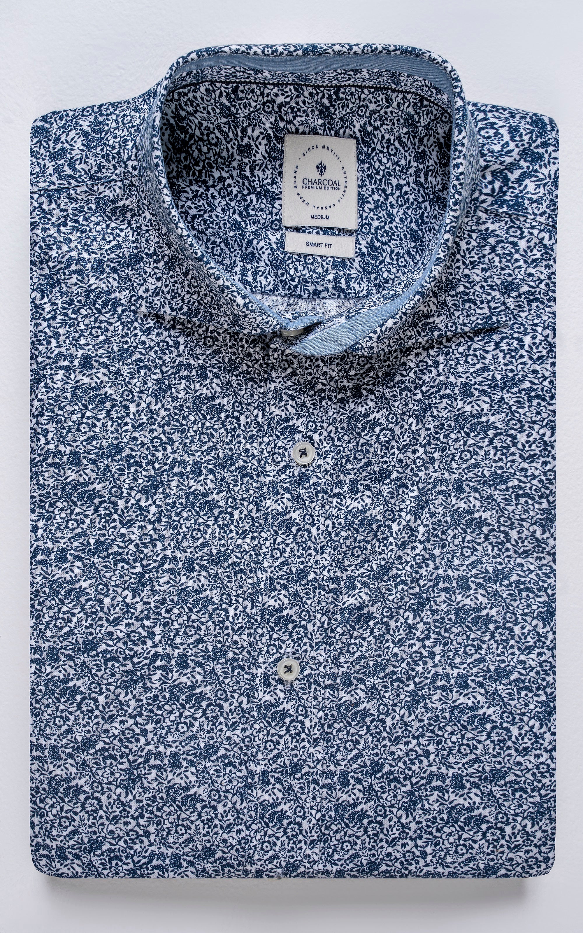 SMART SHIRT FRENCH COLLAR  WHITE NAVY