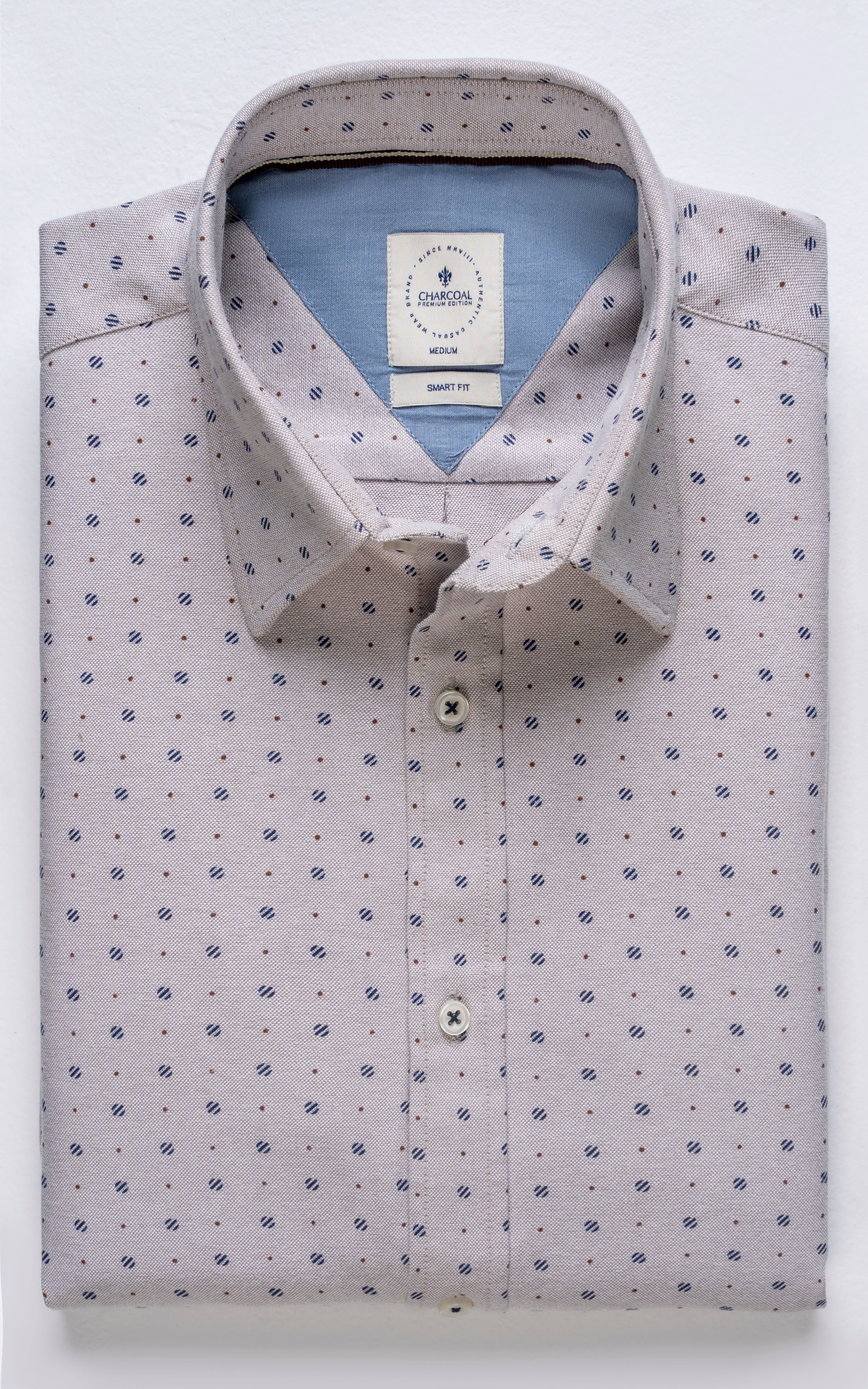 HIDDEN BUTTON DOWN COLLAR  SHIRT KHAKI