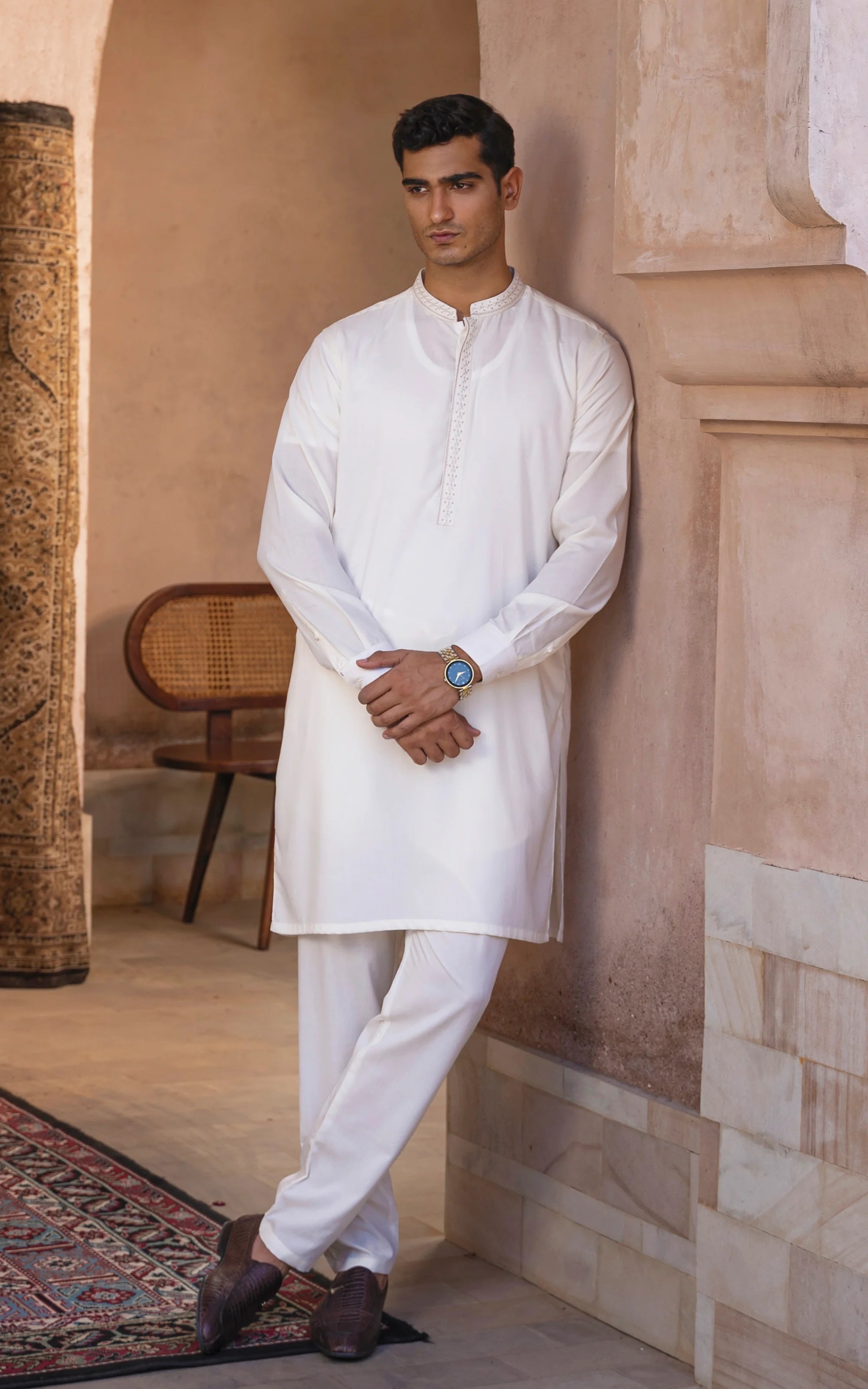 Shop Blended Wash Wear White Kurta Pajama For Men Online