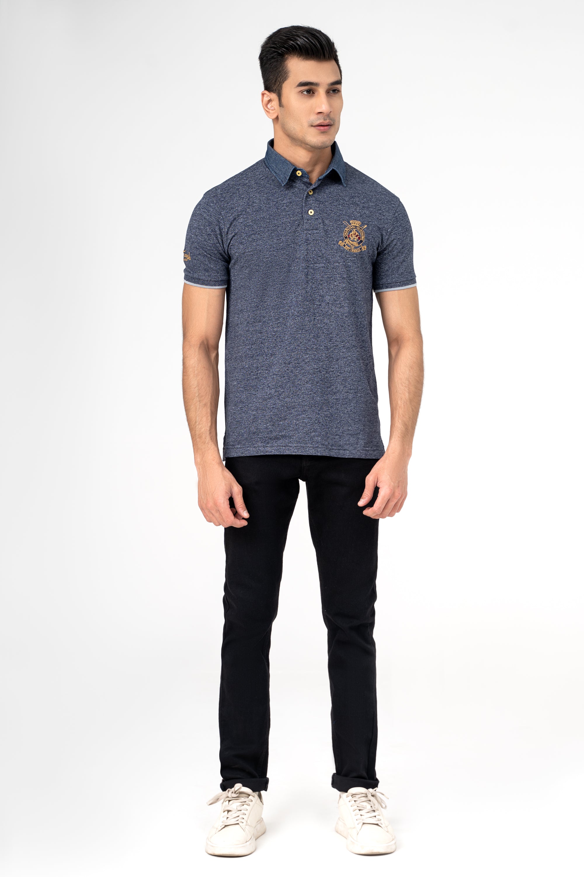 DENIM COLLAR POLO BLUE
