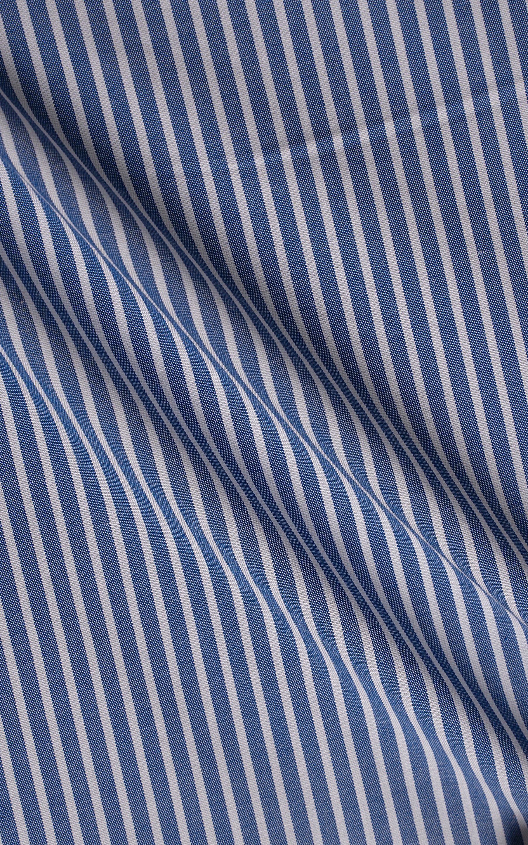 Navy and white striped shirt fabric panel