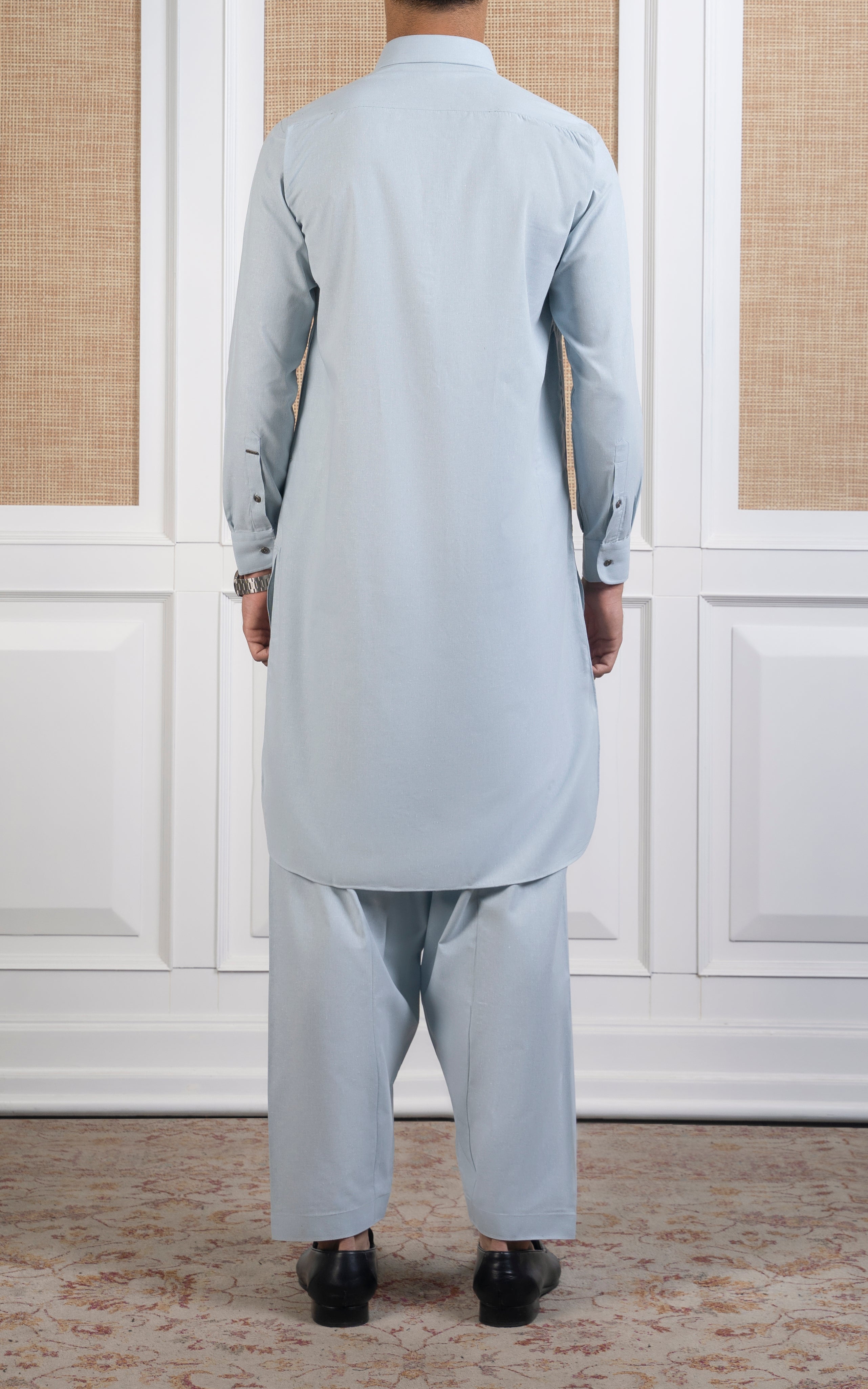 COTTON KARANDI KAMEEZ SHALWAR -CLASSIC COLLECTION ASH GREEN