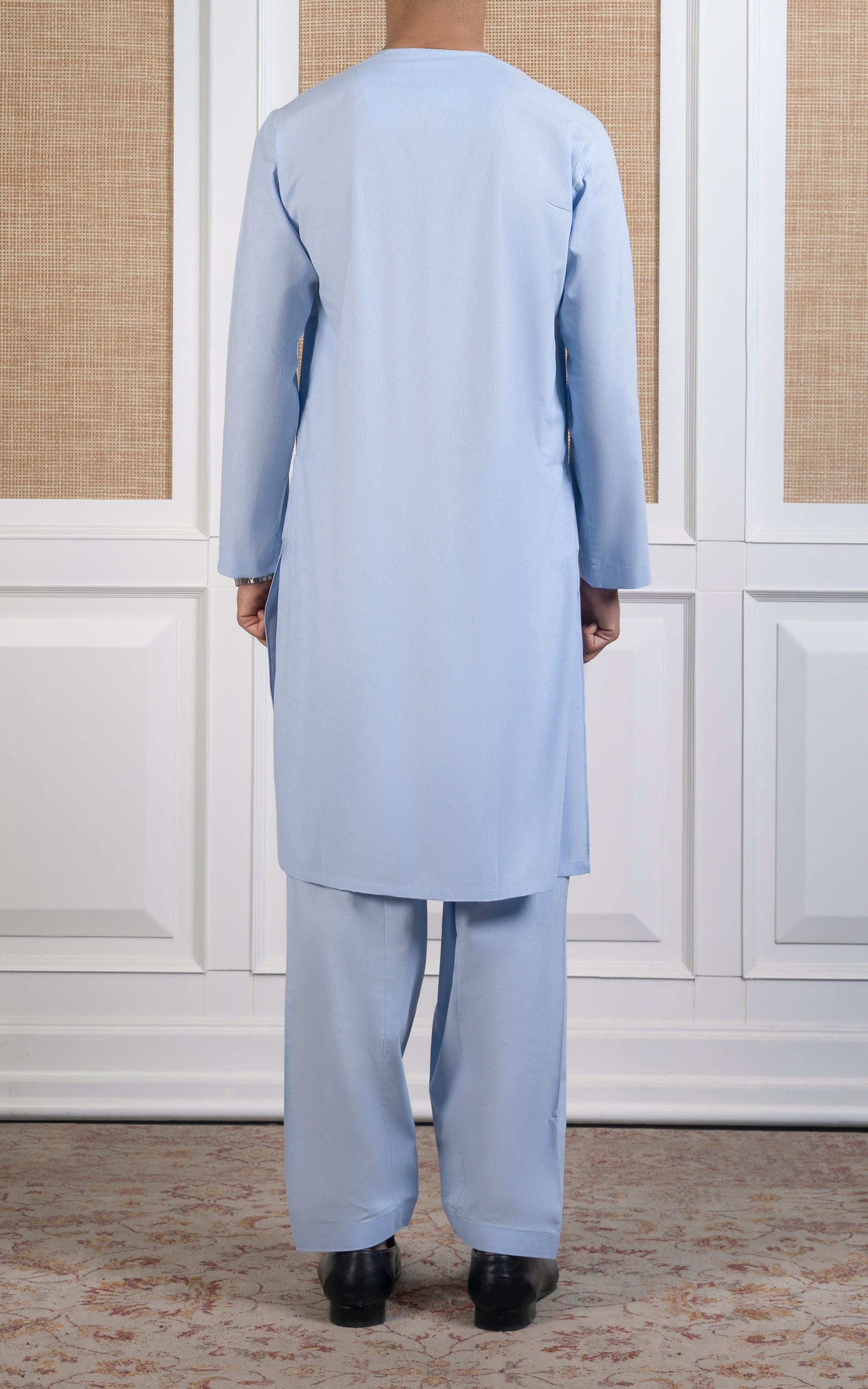 COTTON KARANDI KAMEEZ SHALWAR - CLASSIC COLLECTION SKY
