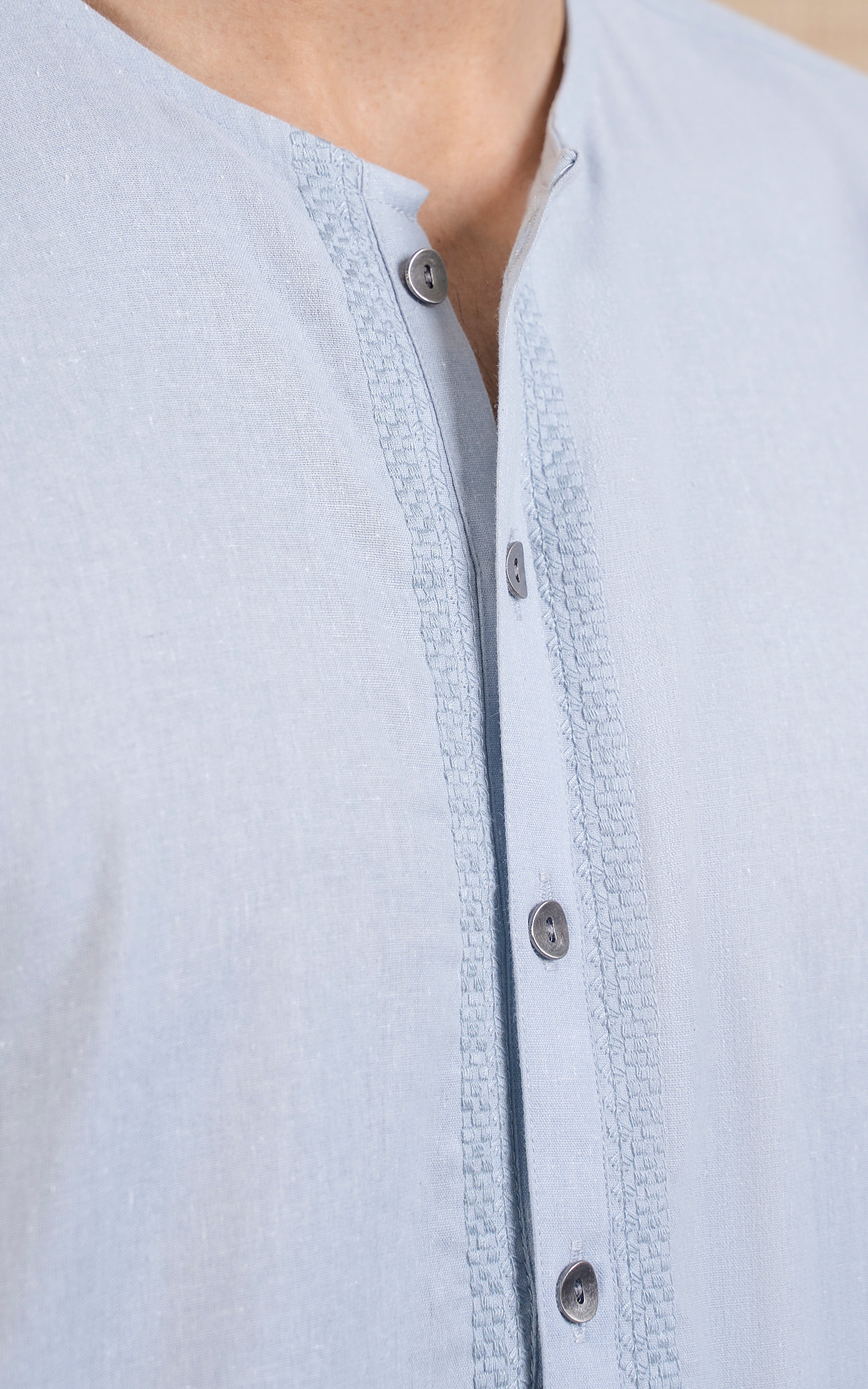 COTTON KARANDI KAMEEZ SHALWAR - CLASSIC COLLECTION LIGHT GREY