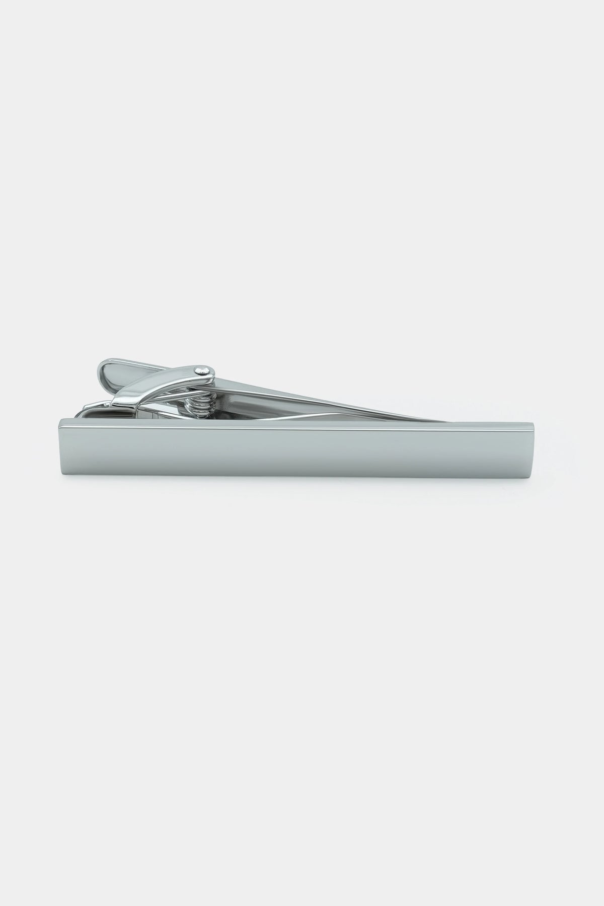 Silver bar tie pin with small hinged clasp