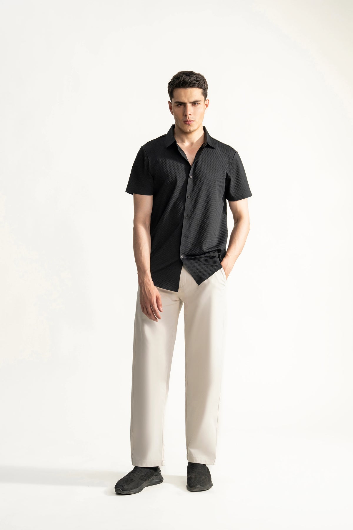 PREMIUM NYLON CASUAL SHIRT BLACK