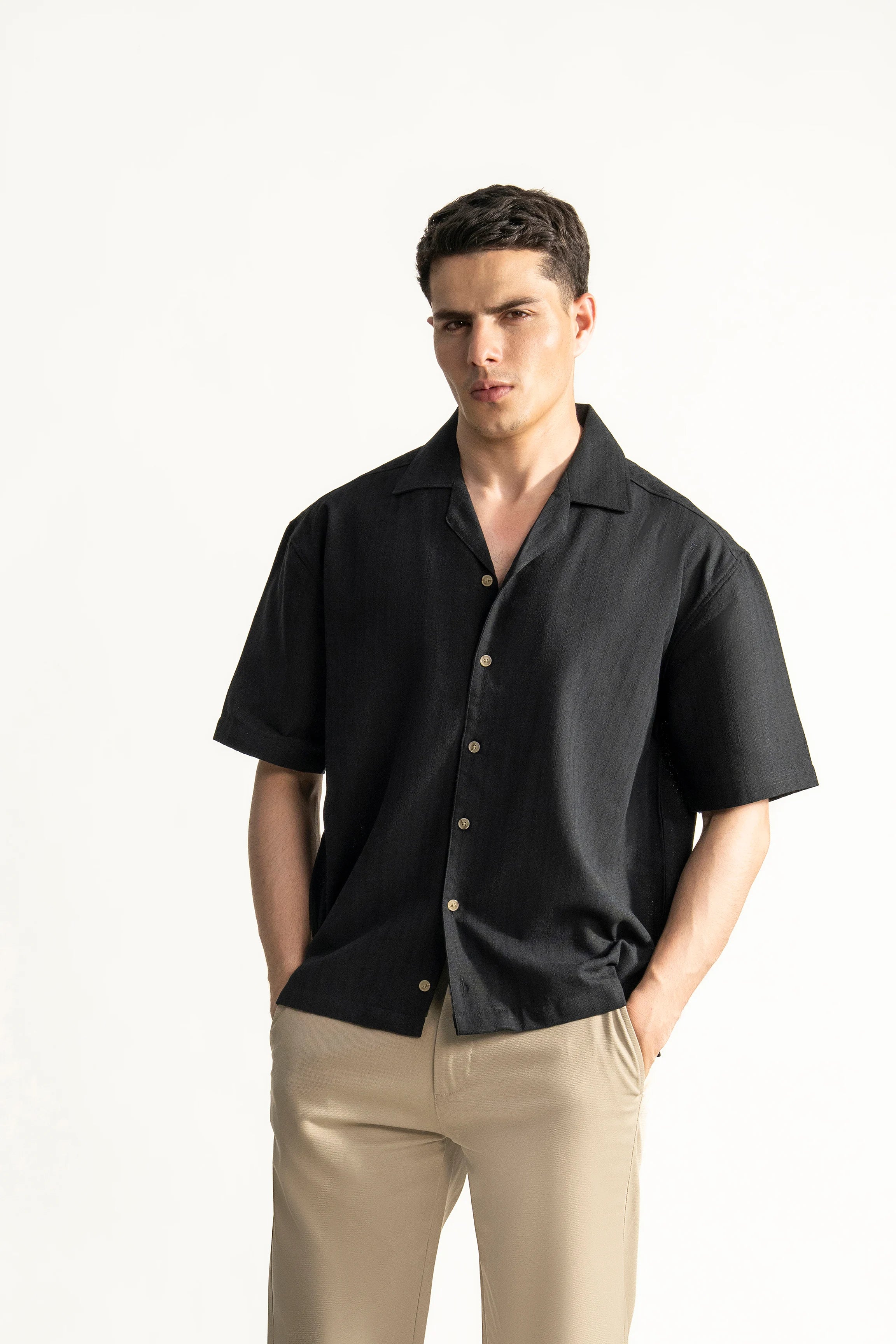 CASUAL SHIRT RELAXED FIT BLACK