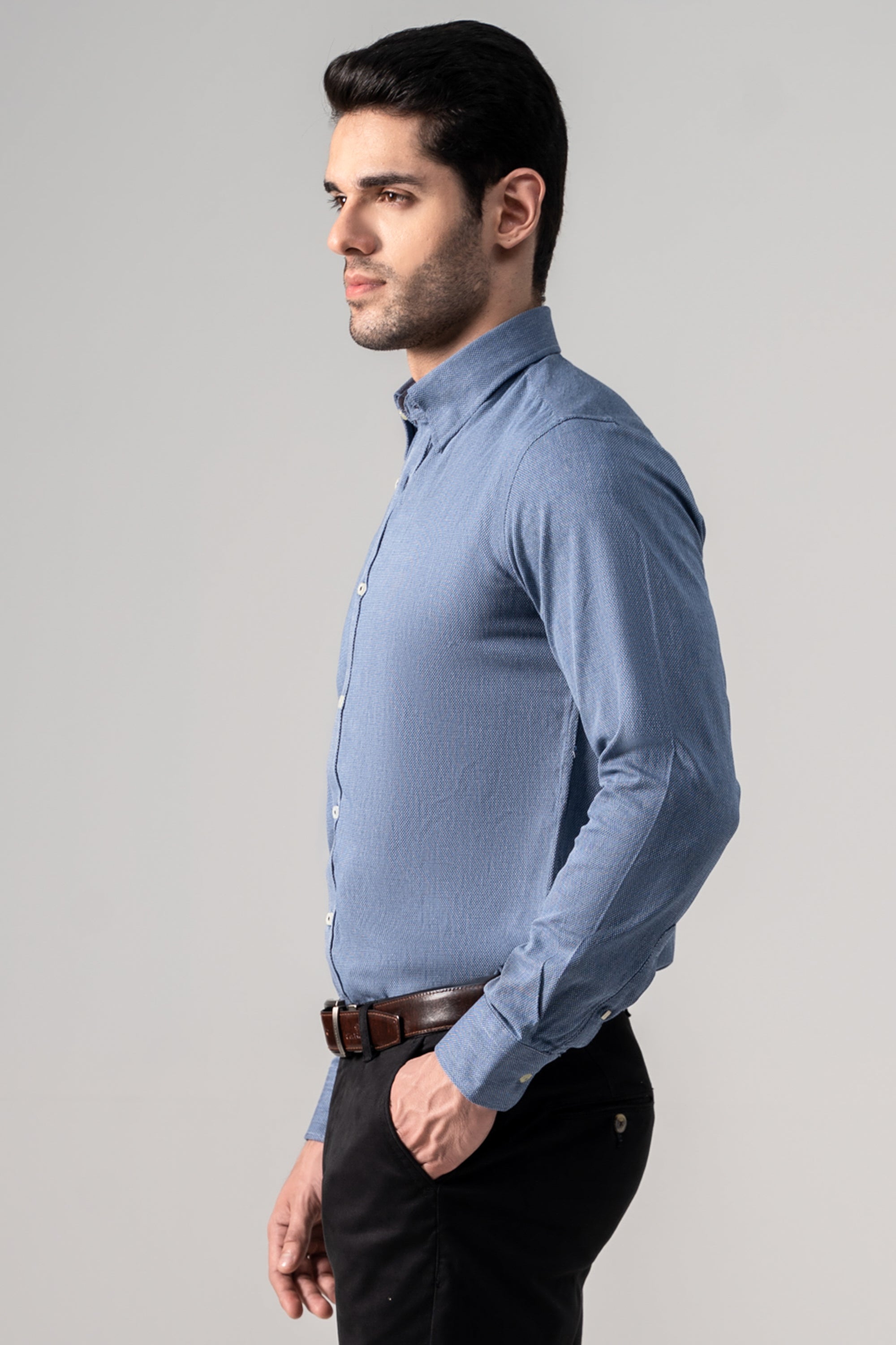 SMART SHIRT BLUE TEXTURED