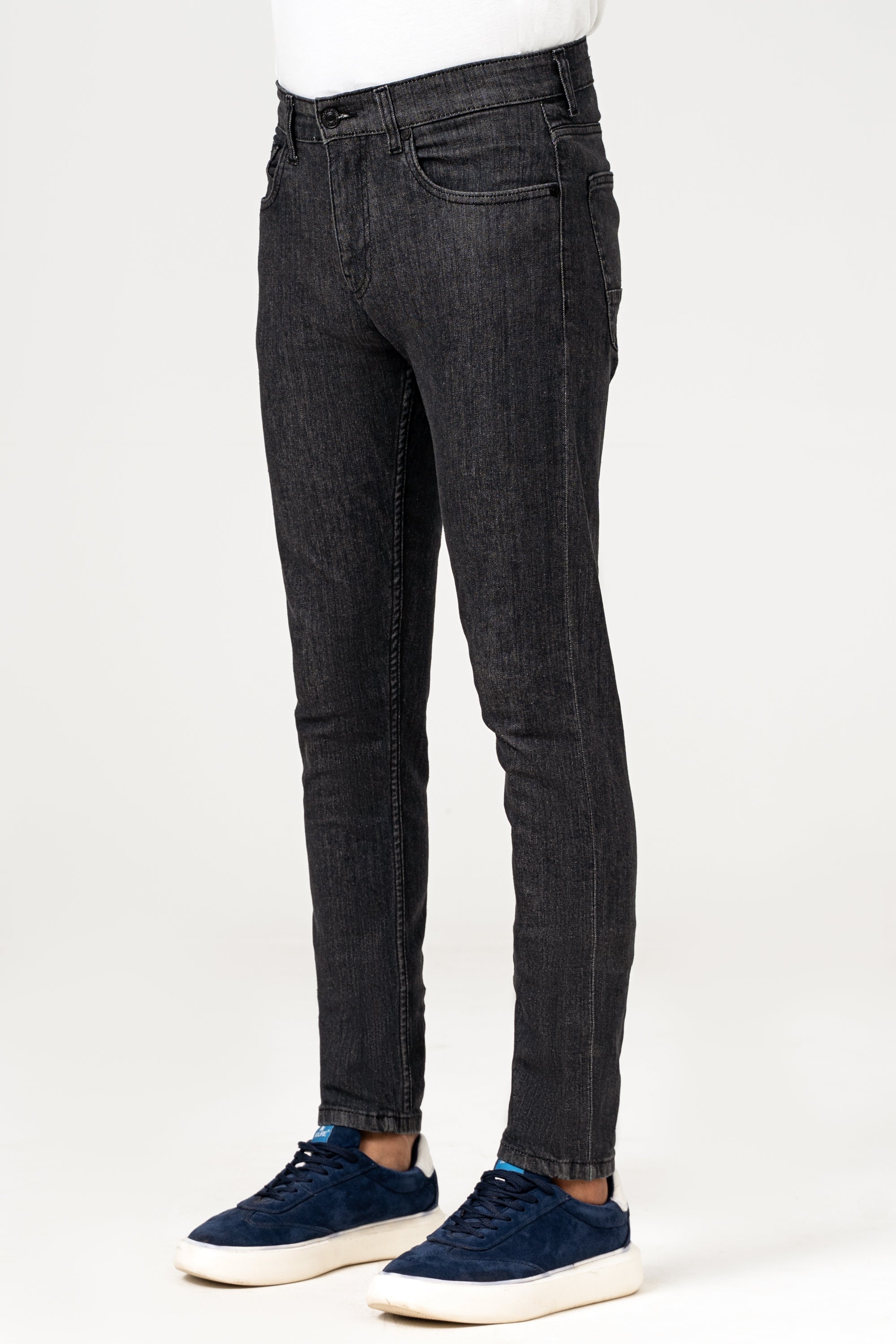 SLIM LEG DENIM JEANS DARK GREY