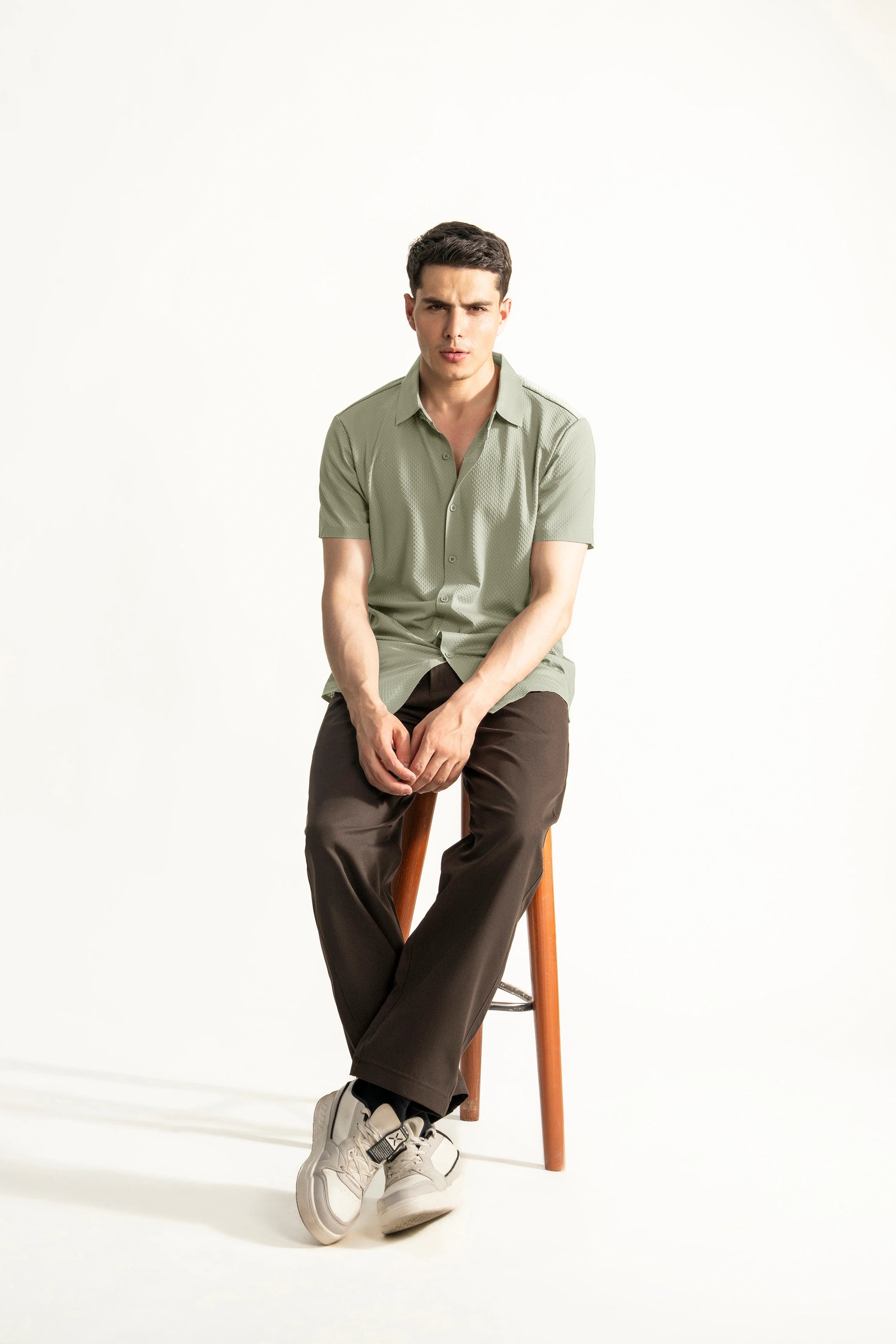 PREMIUM NYLON CASUAL SHIRT LIGHT OLIVE