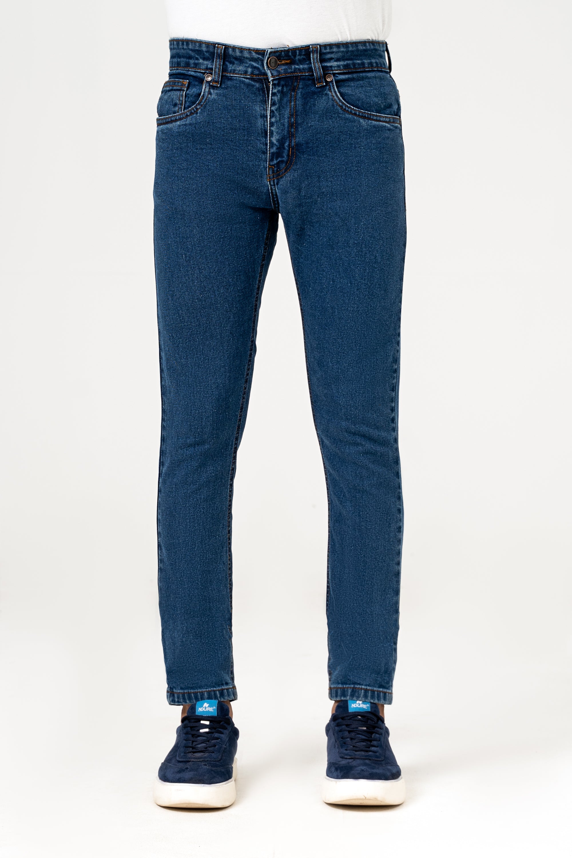 SLIM LEG DENIM JEANS MID BLUE