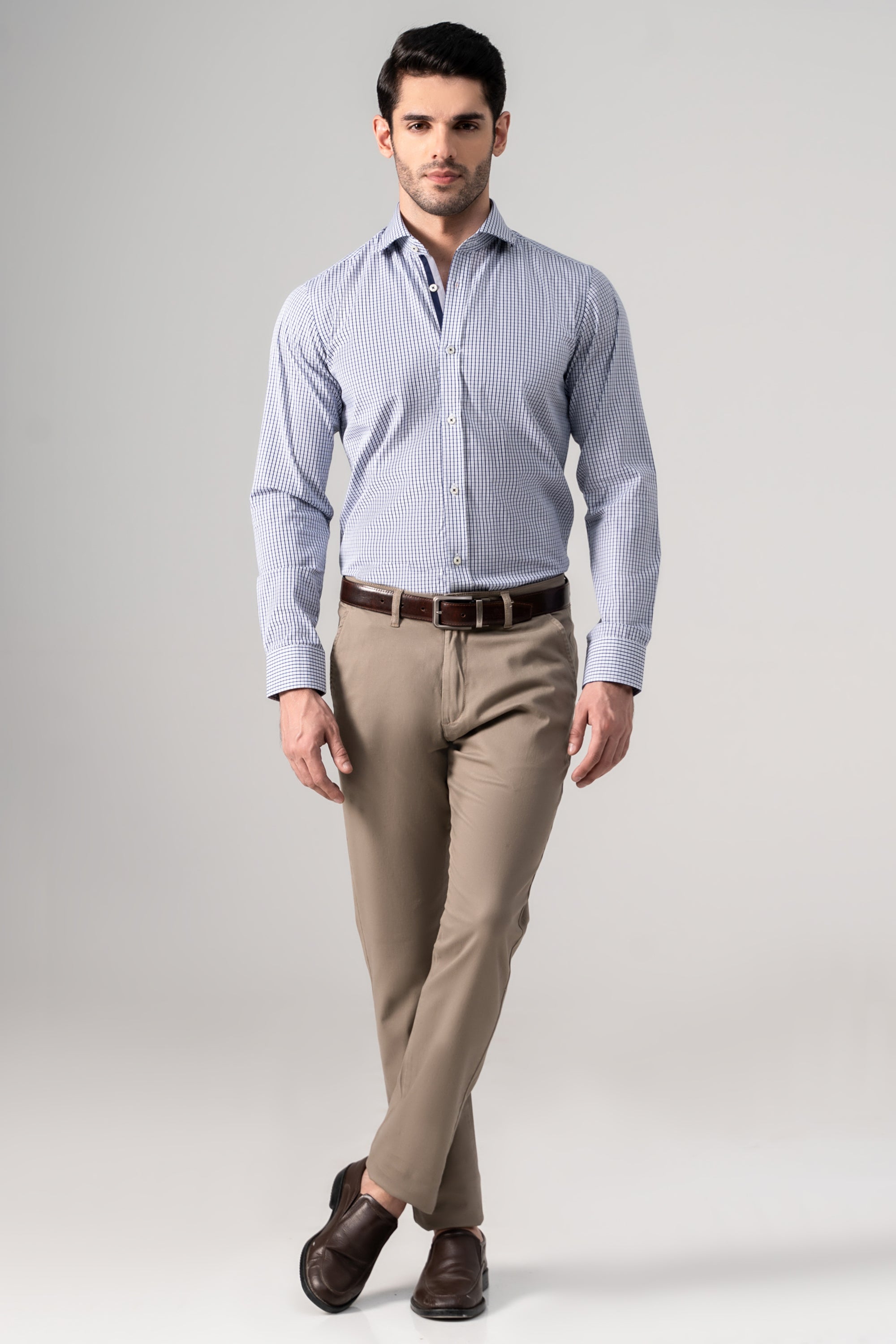 SEMI FORMAL SHIRT NAVY WHITE CHECK