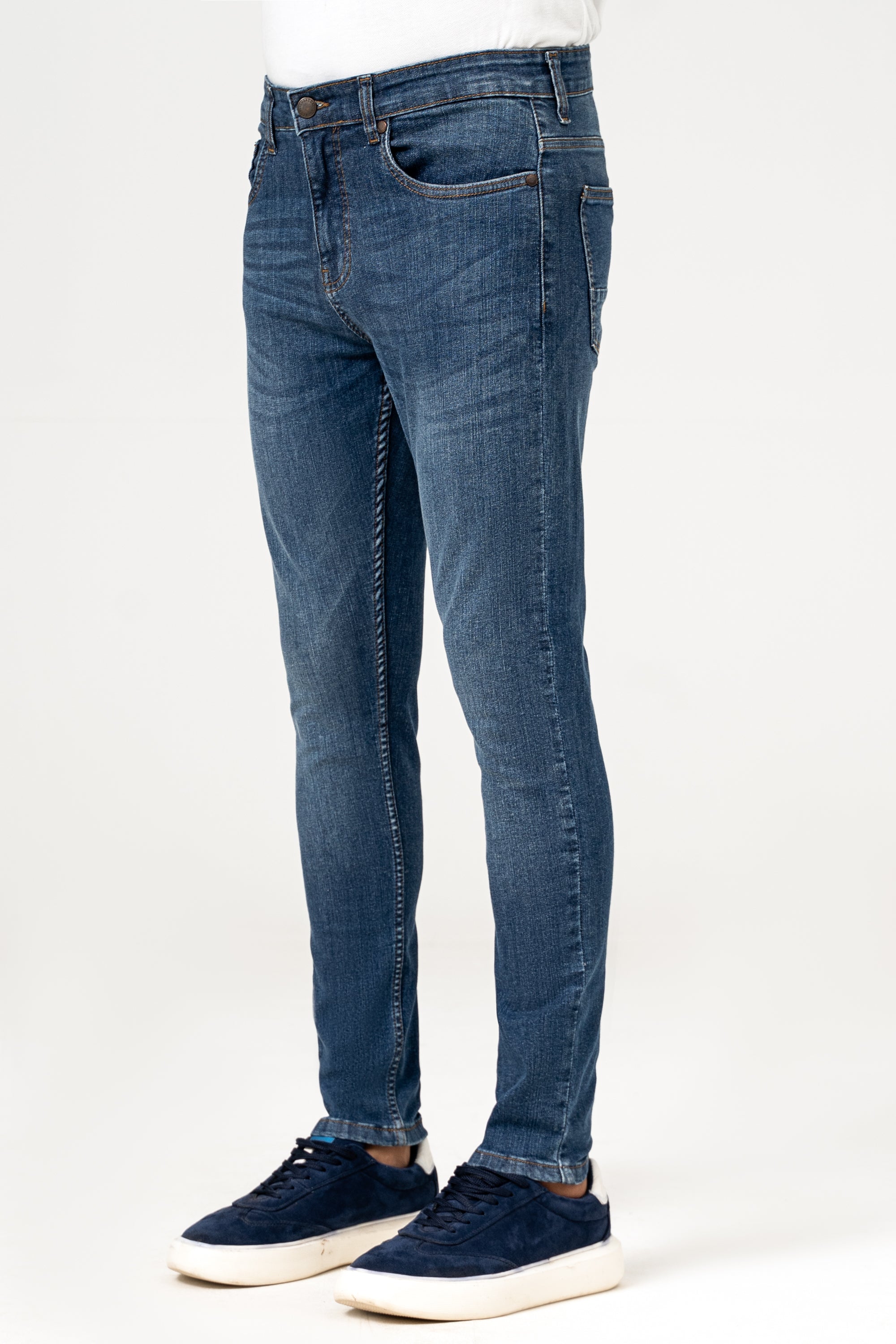 SKINNY LEG DENIM JEANS MID BLUE