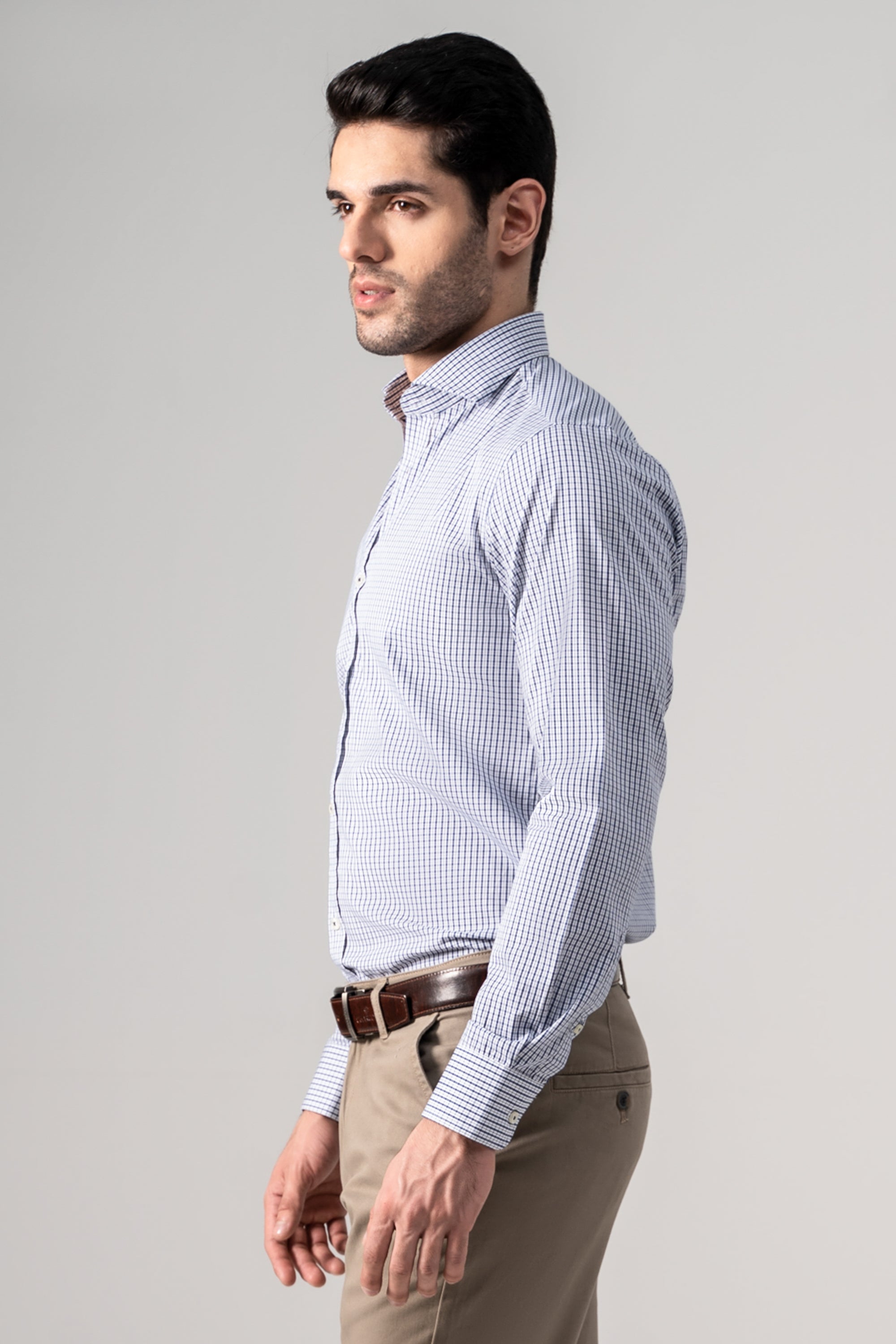 SEMI FORMAL SHIRT NAVY WHITE CHECK