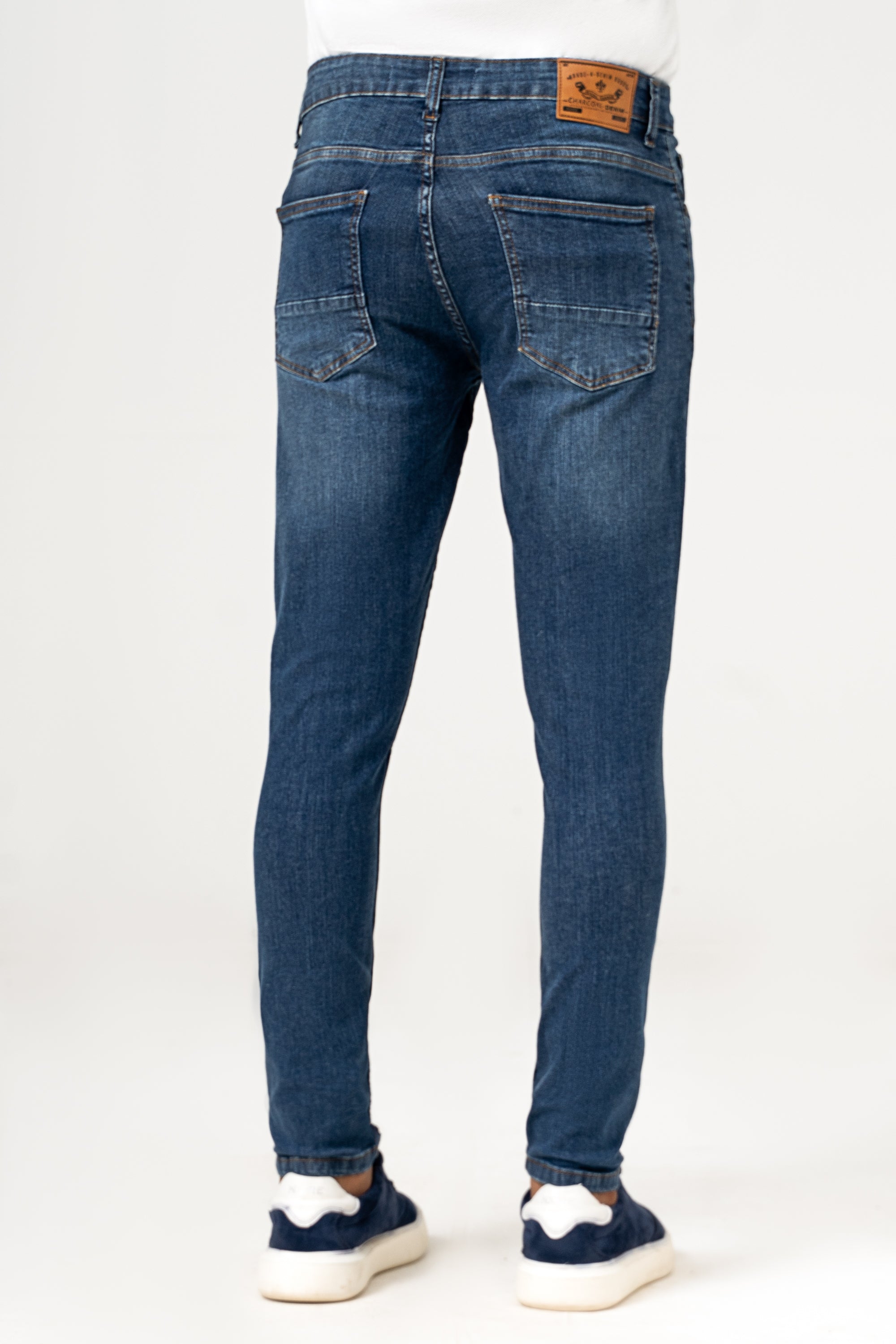 SKINNY LEG DENIM JEANS MID BLUE