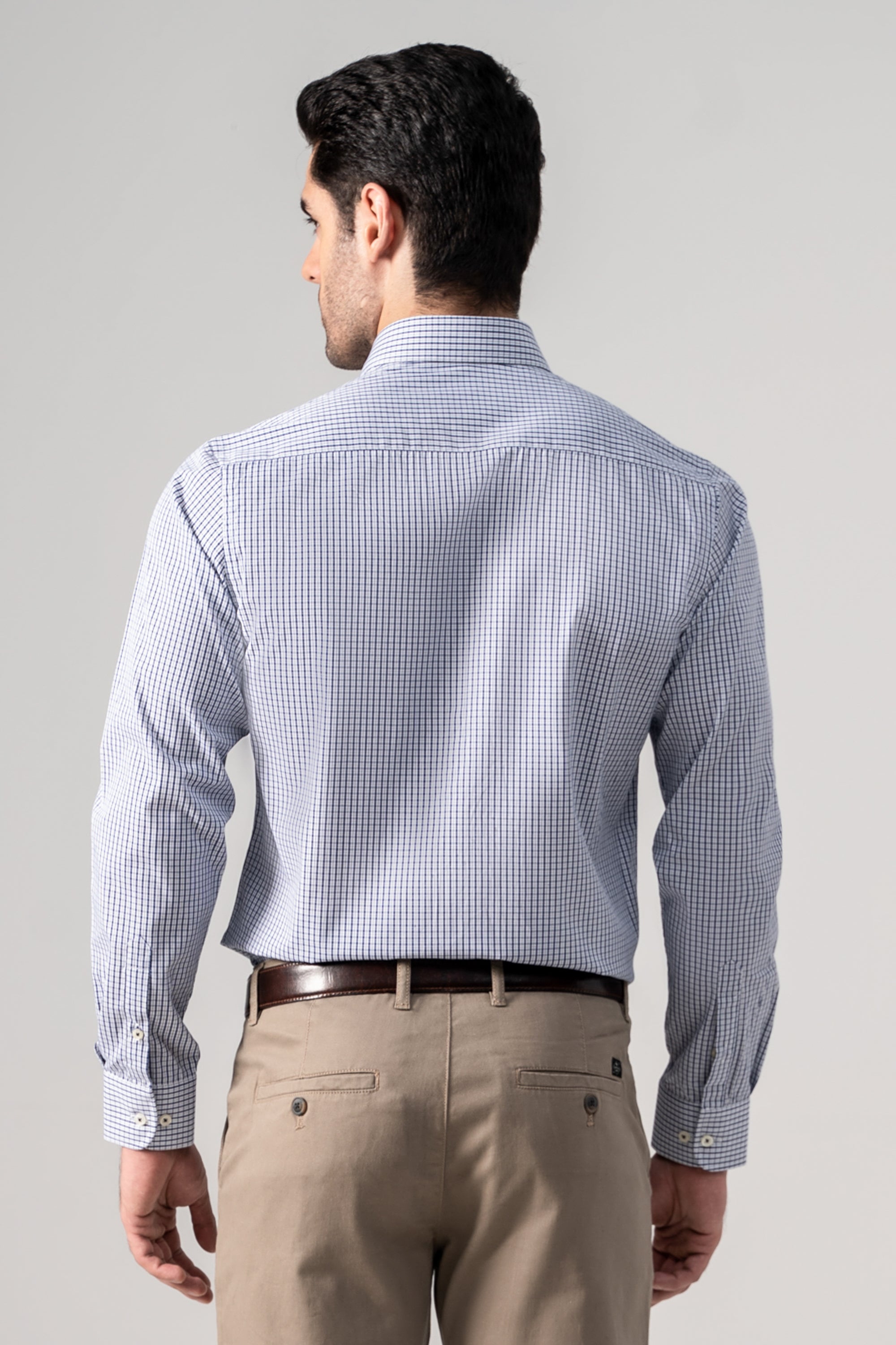SEMI FORMAL SHIRT NAVY WHITE CHECK