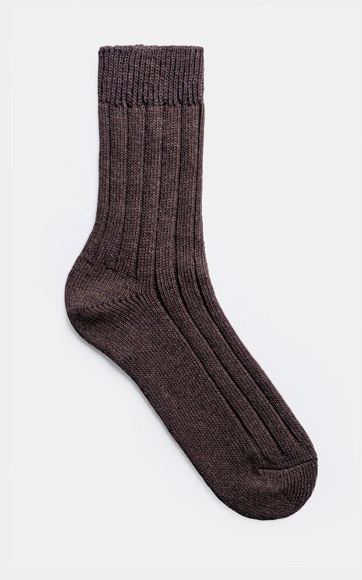 Ribbed Wool Blended Socks Brown