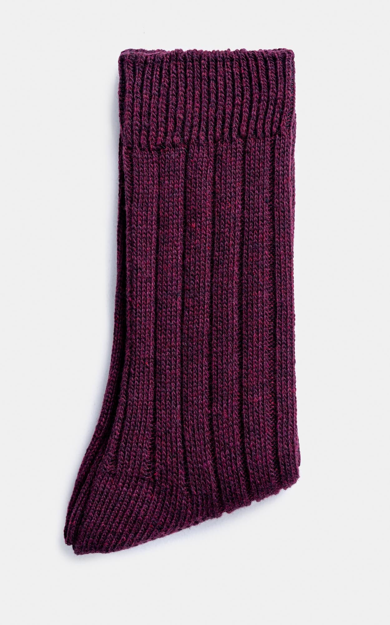 Ribbed Wool Blended Socks Maroon