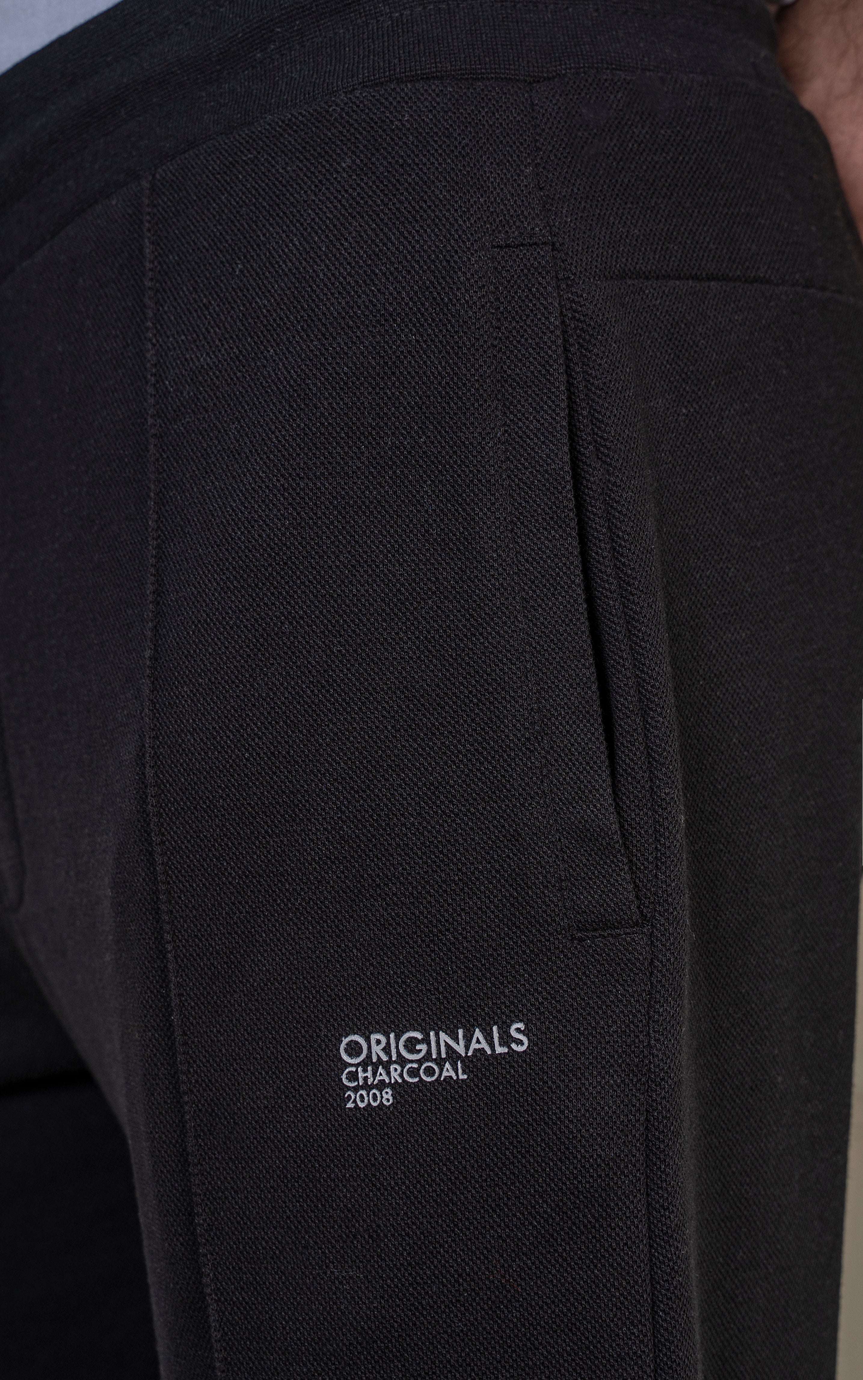 STRAIGHT FIT PIQUE TERRY JOGGER TROUSER BLACK