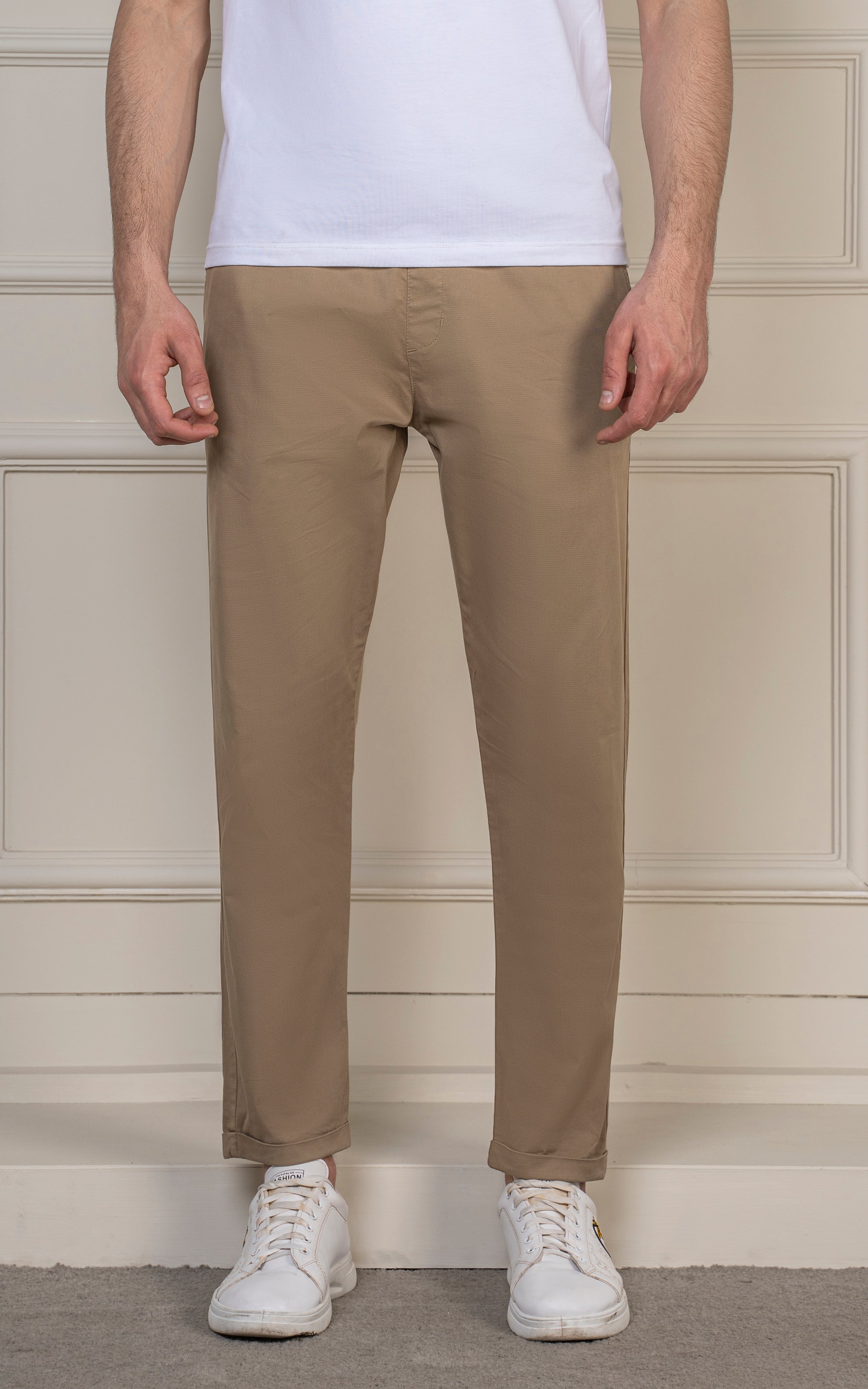 SLIM FIT TEXTURED JOGGER TROUSER OLIVE