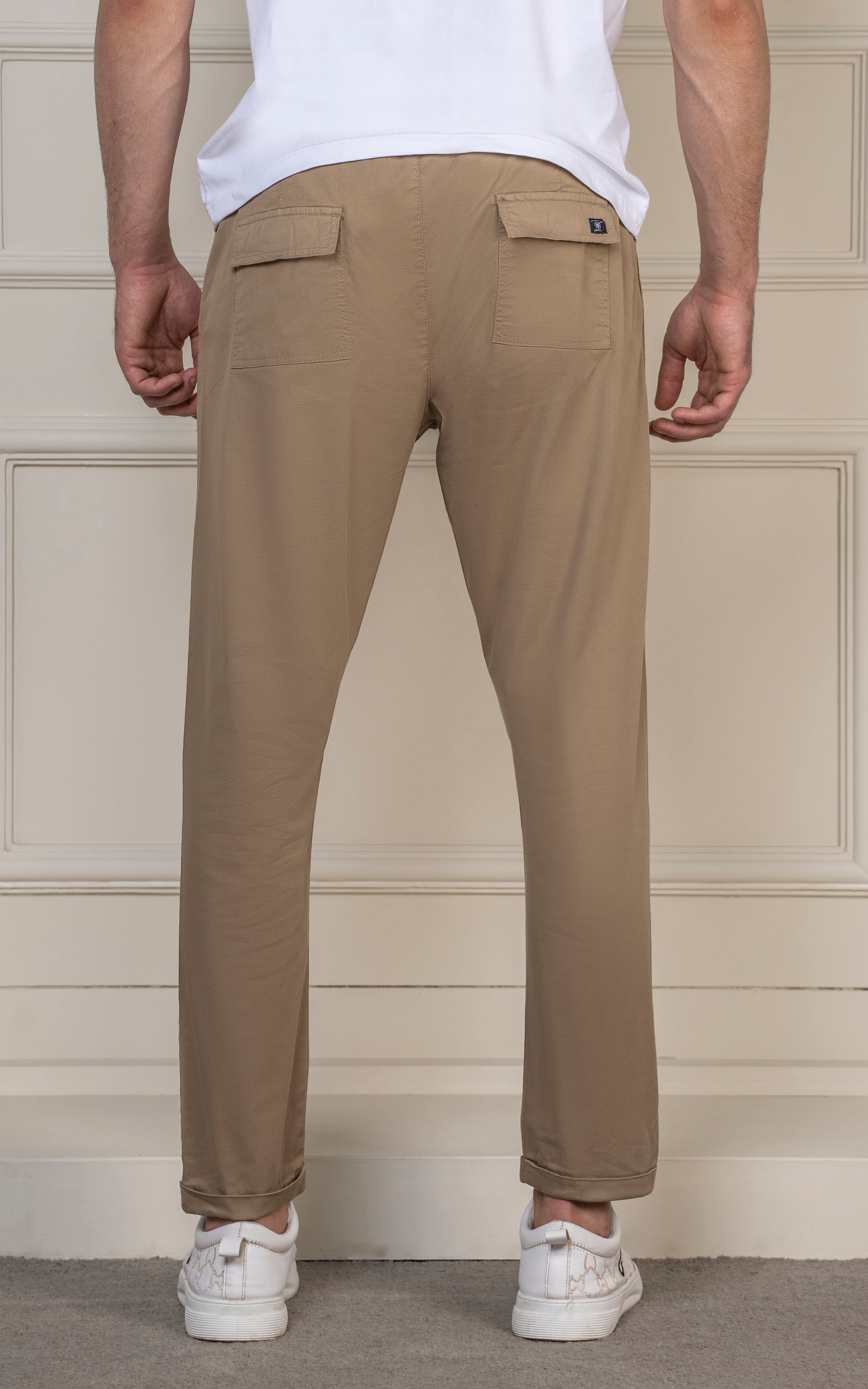 SLIM FIT TEXTURED JOGGER TROUSER OLIVE