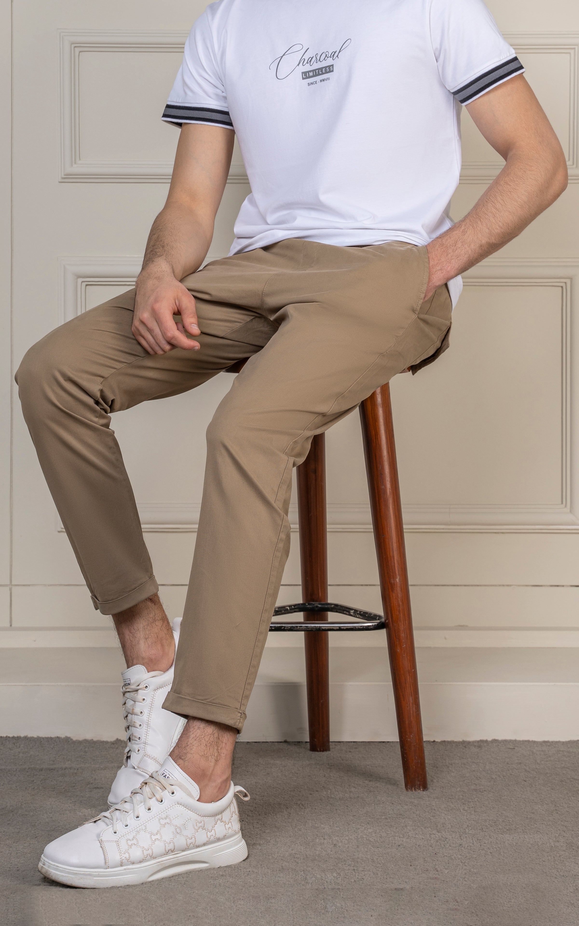 SLIM FIT TEXTURED JOGGER TROUSER OLIVE