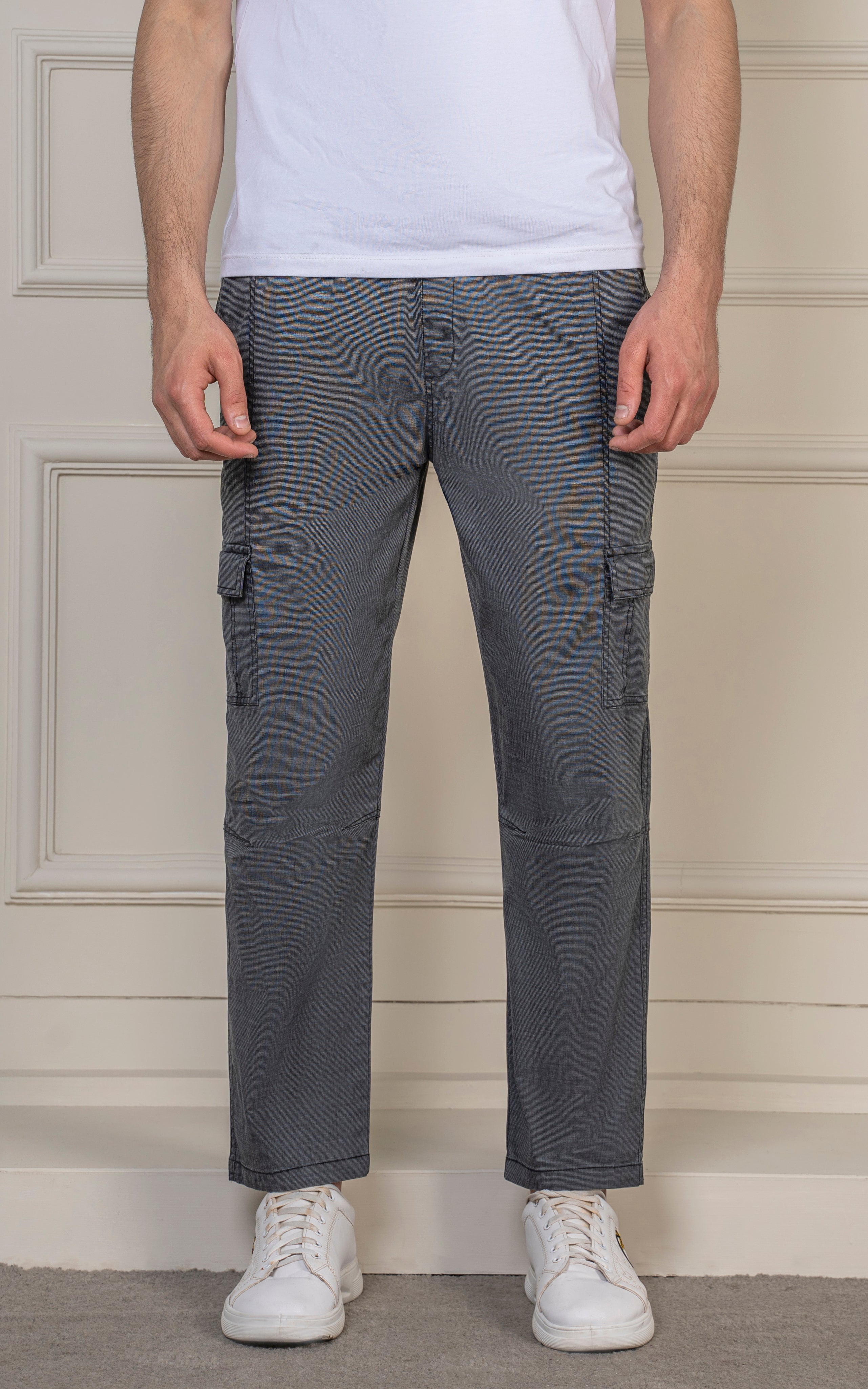 STRAIGHT FIT TEXTURED CARGO TROUSER CHARCOAL