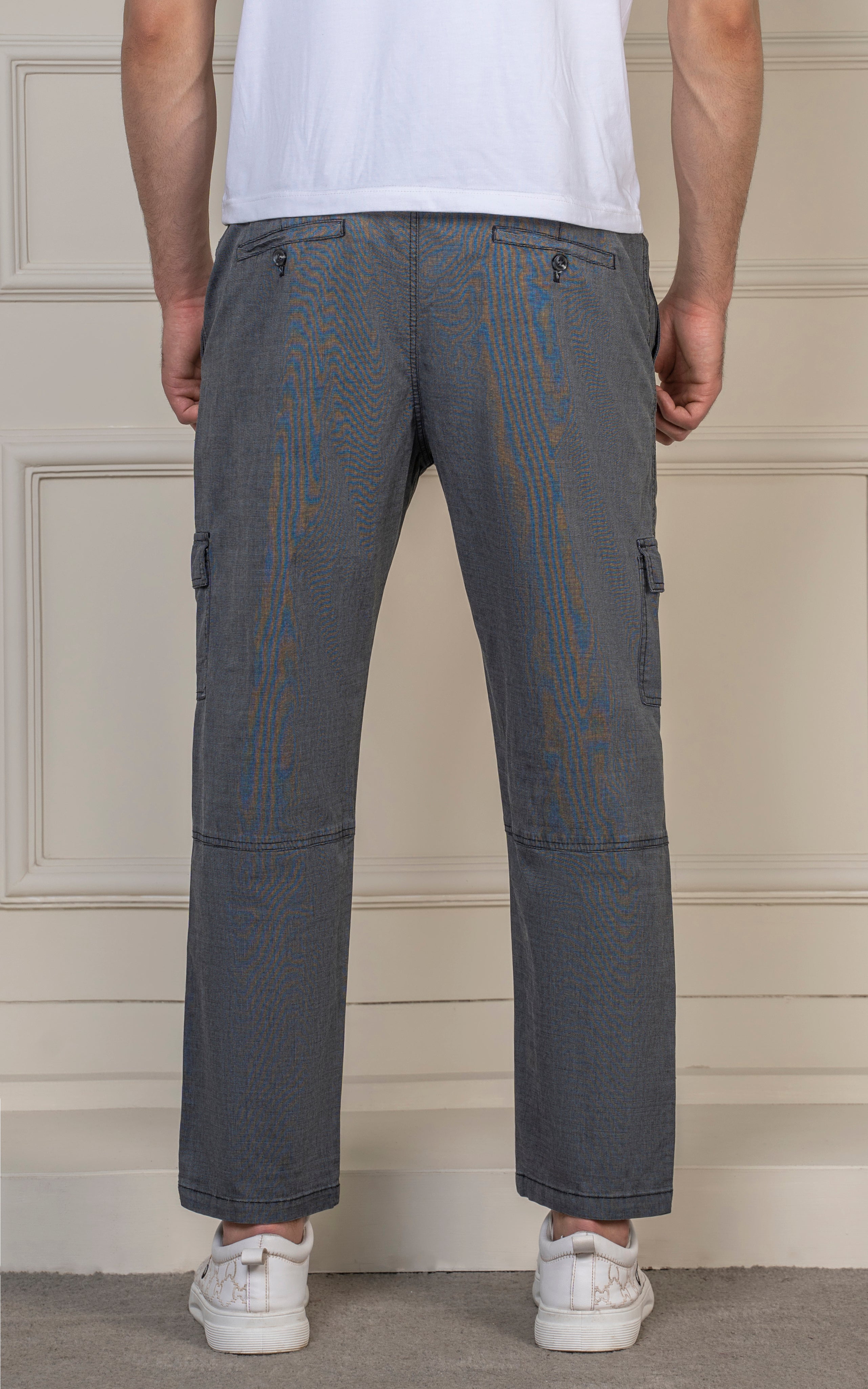 STRAIGHT FIT TEXTURED CARGO TROUSER CHARCOAL