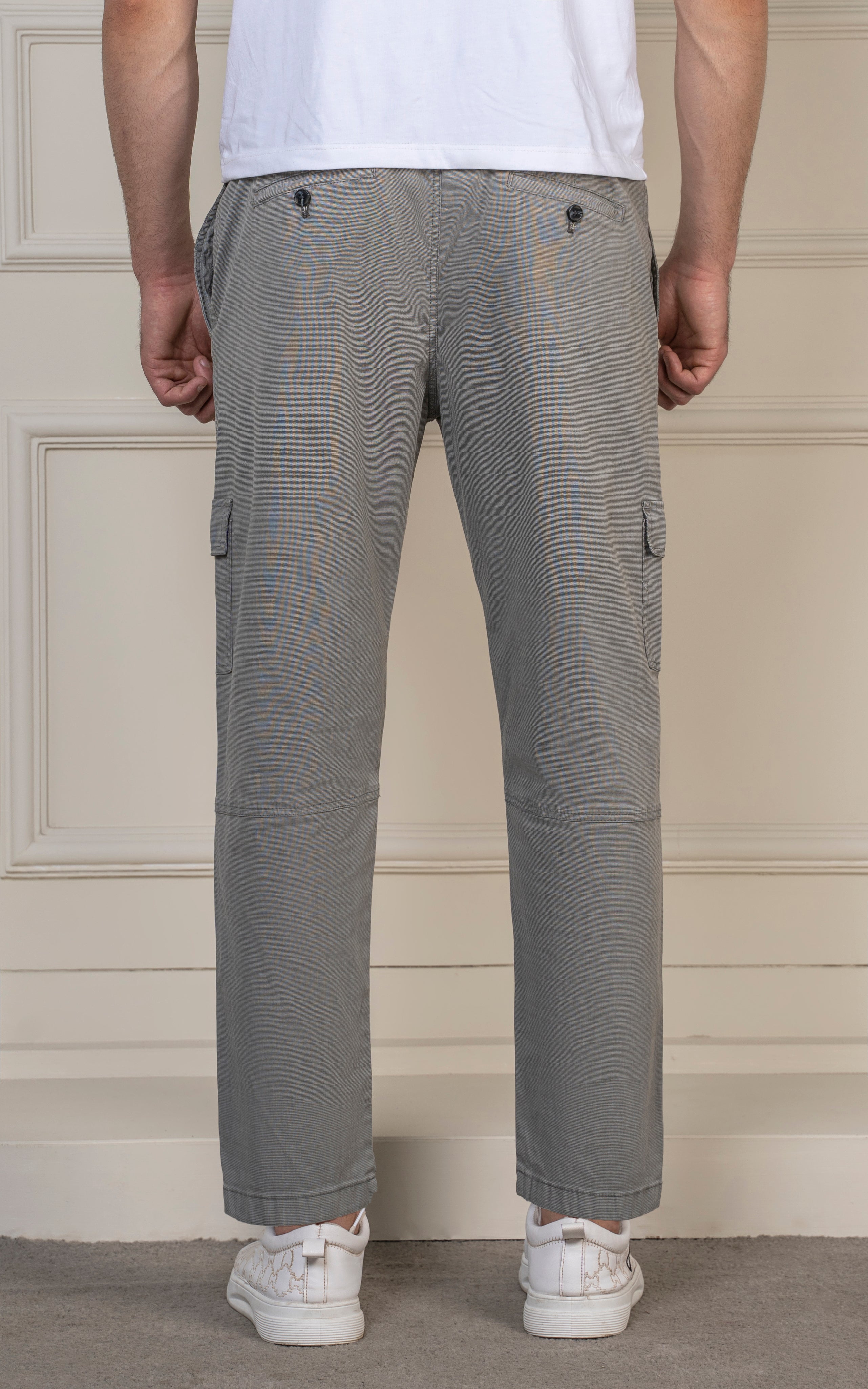 STRAIGHT FIT TEXTURED CARGO TROUSER GREY