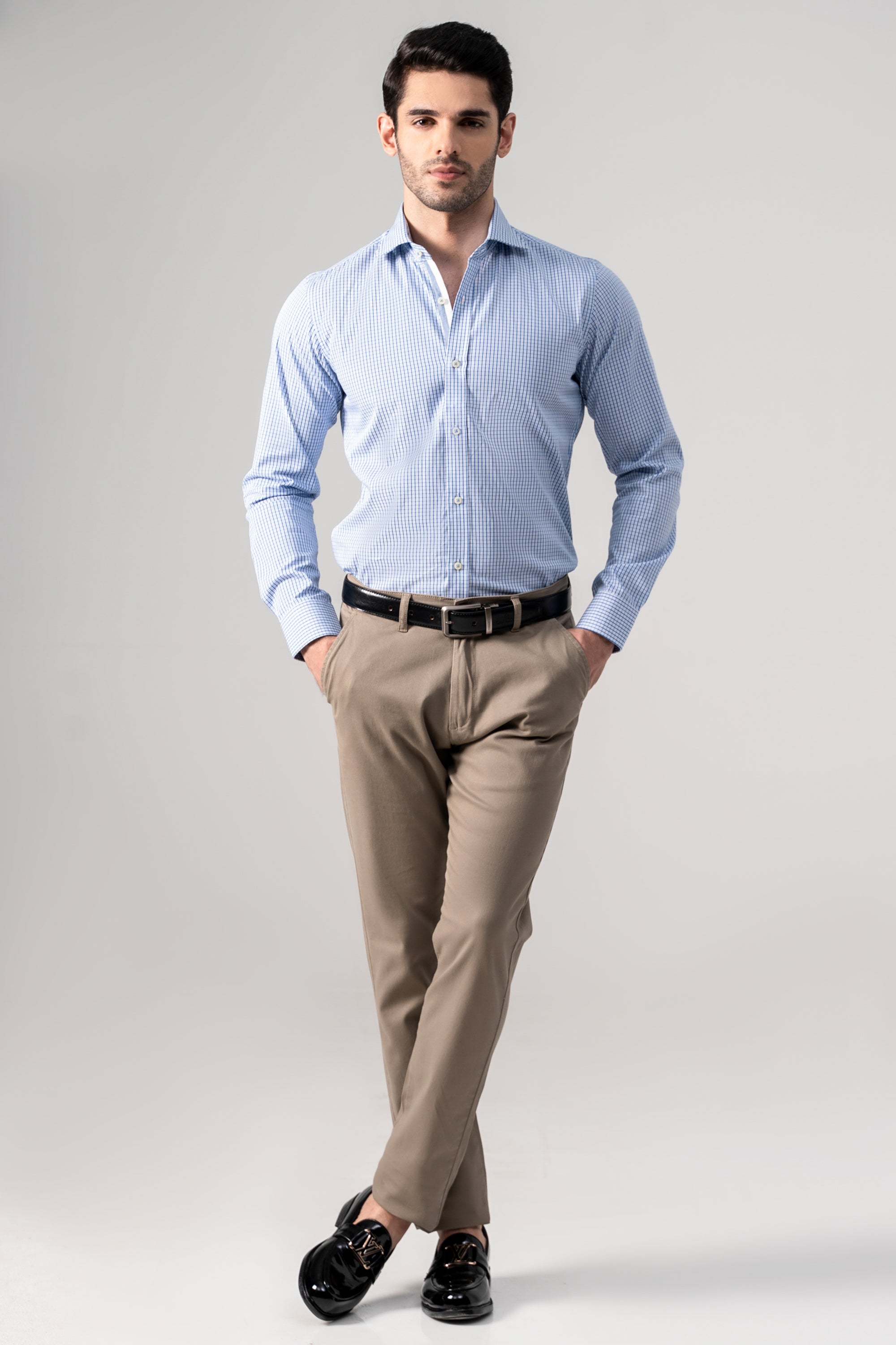 SEMI FORMAL SHIRT BLUE WHITE