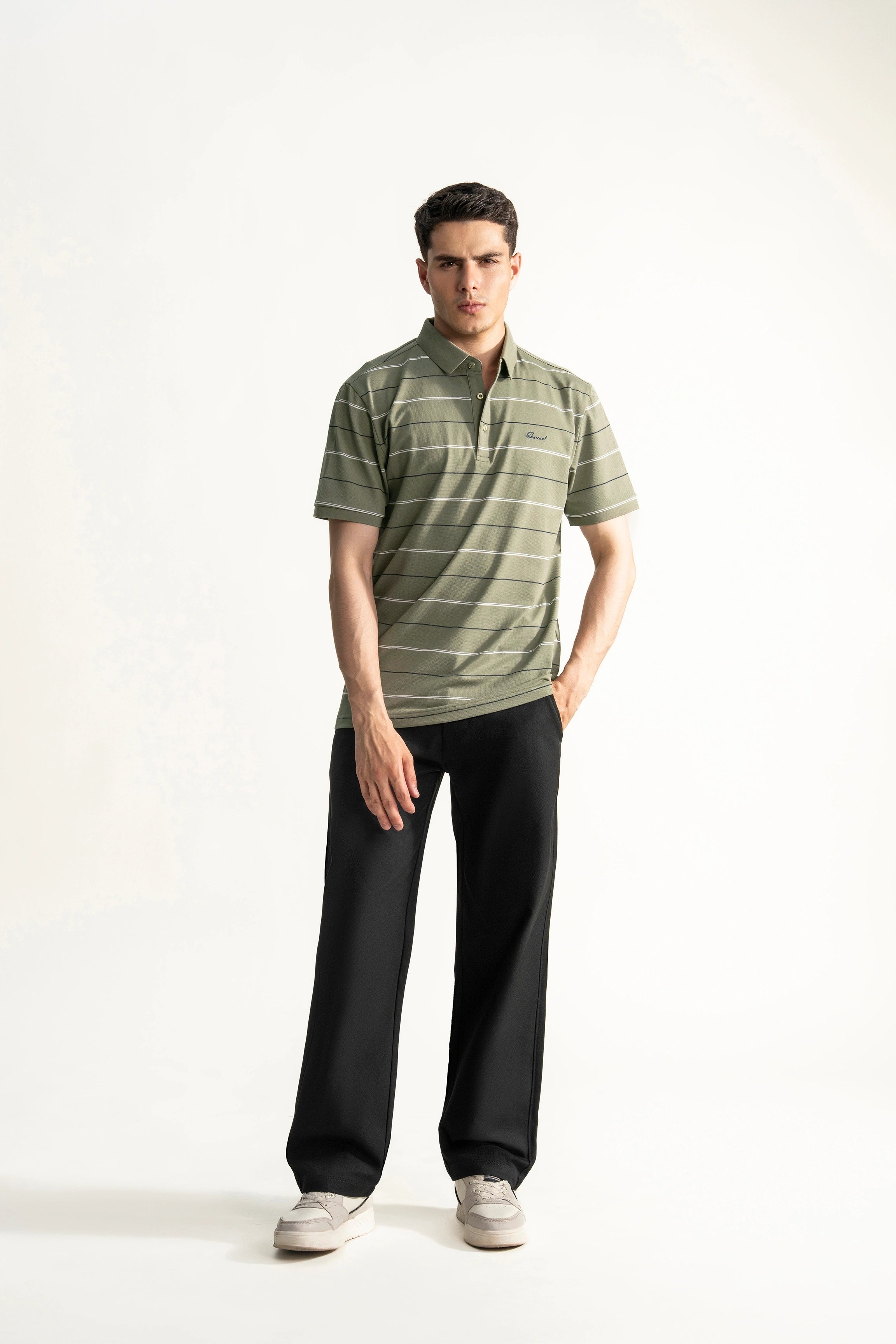 SMART FIT CLASSIC PREMIUM STRIPED POLO SHIRT LIGHT OLIVE