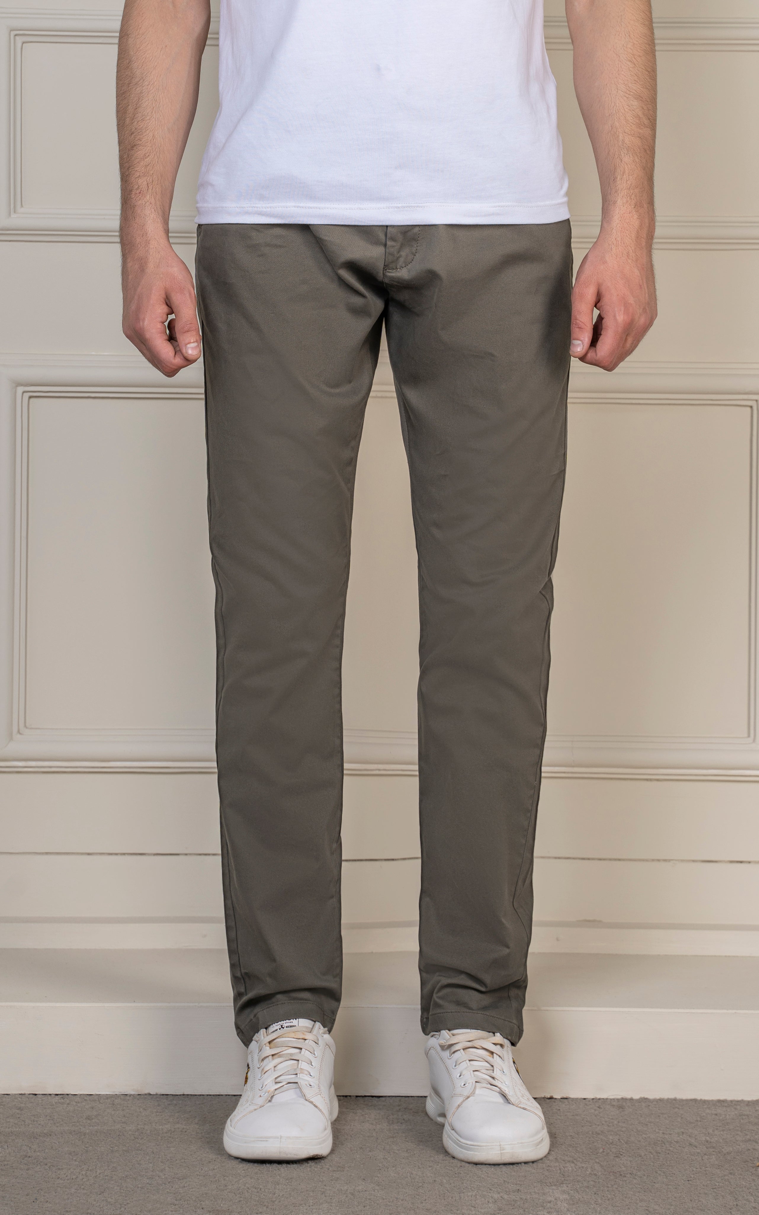 SLIM FIT SATIN PANT OLIVE