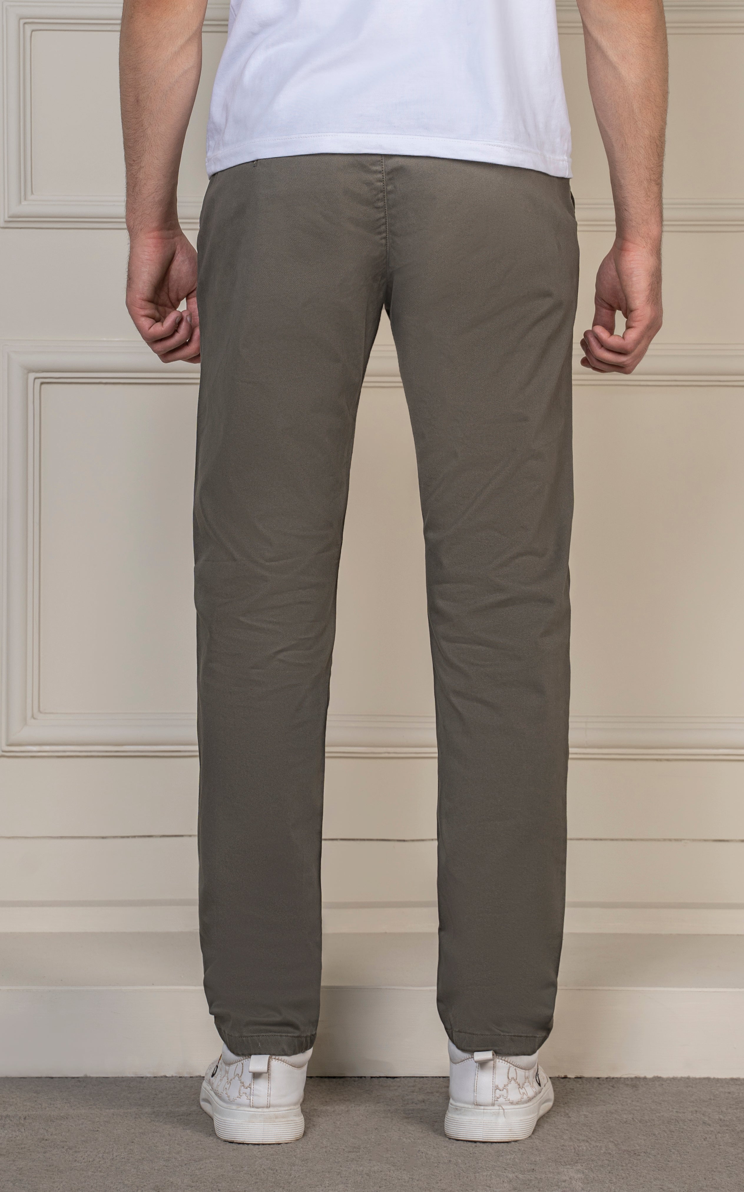 SLIM FIT SATIN PANT OLIVE