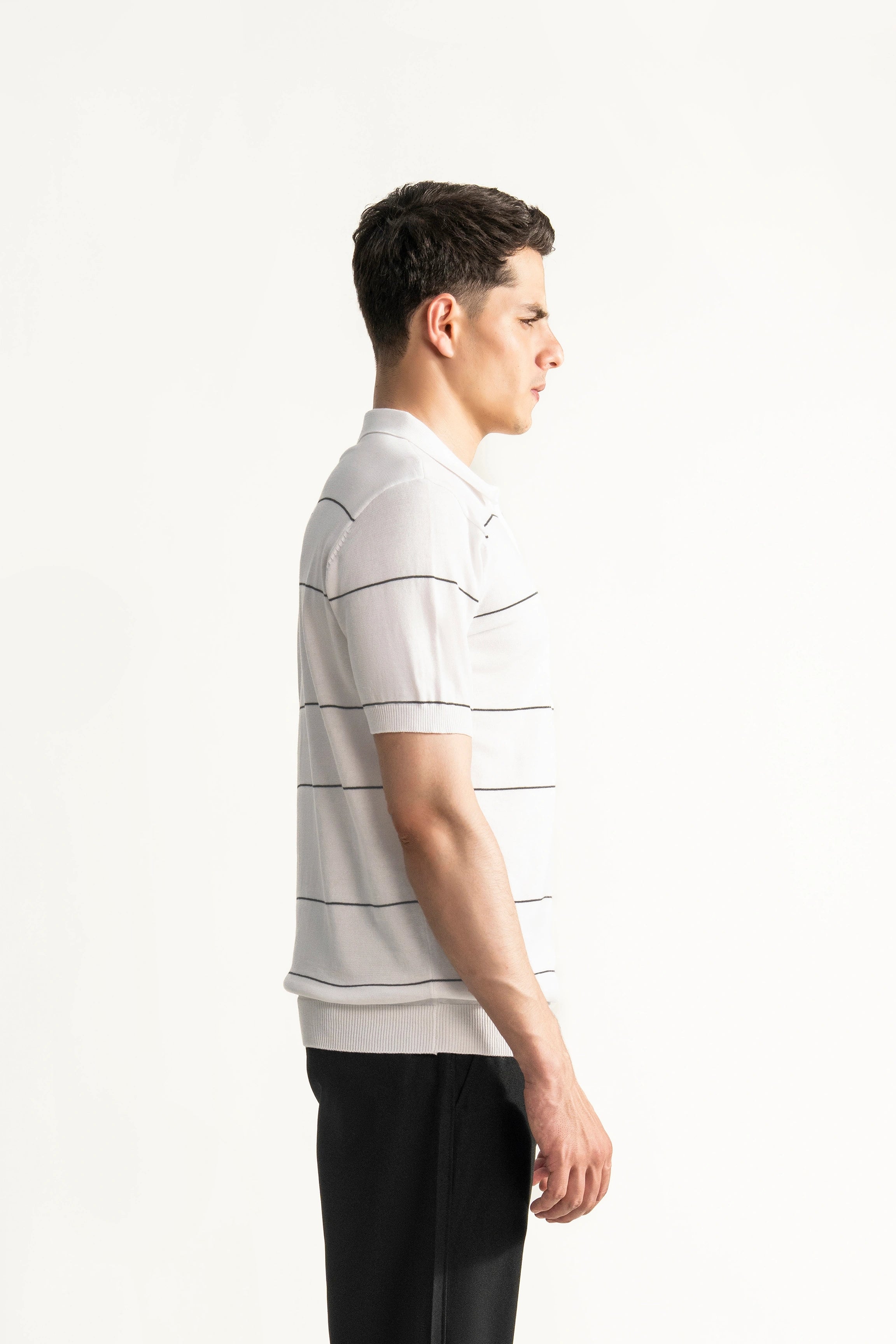 SWEATER KNIT ZIPPER POLO OFF WHITE