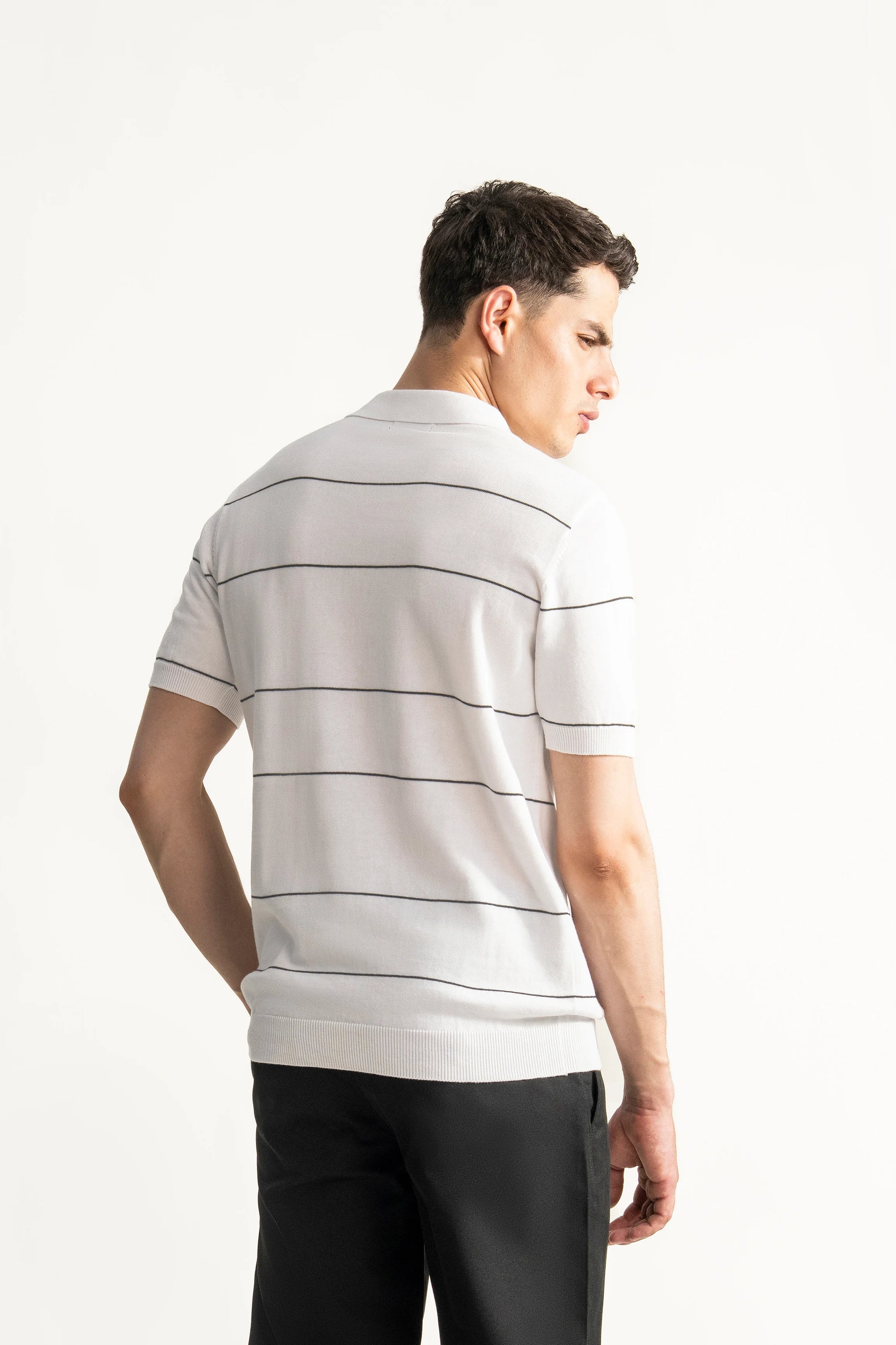 SWEATER KNIT ZIPPER POLO OFF WHITE