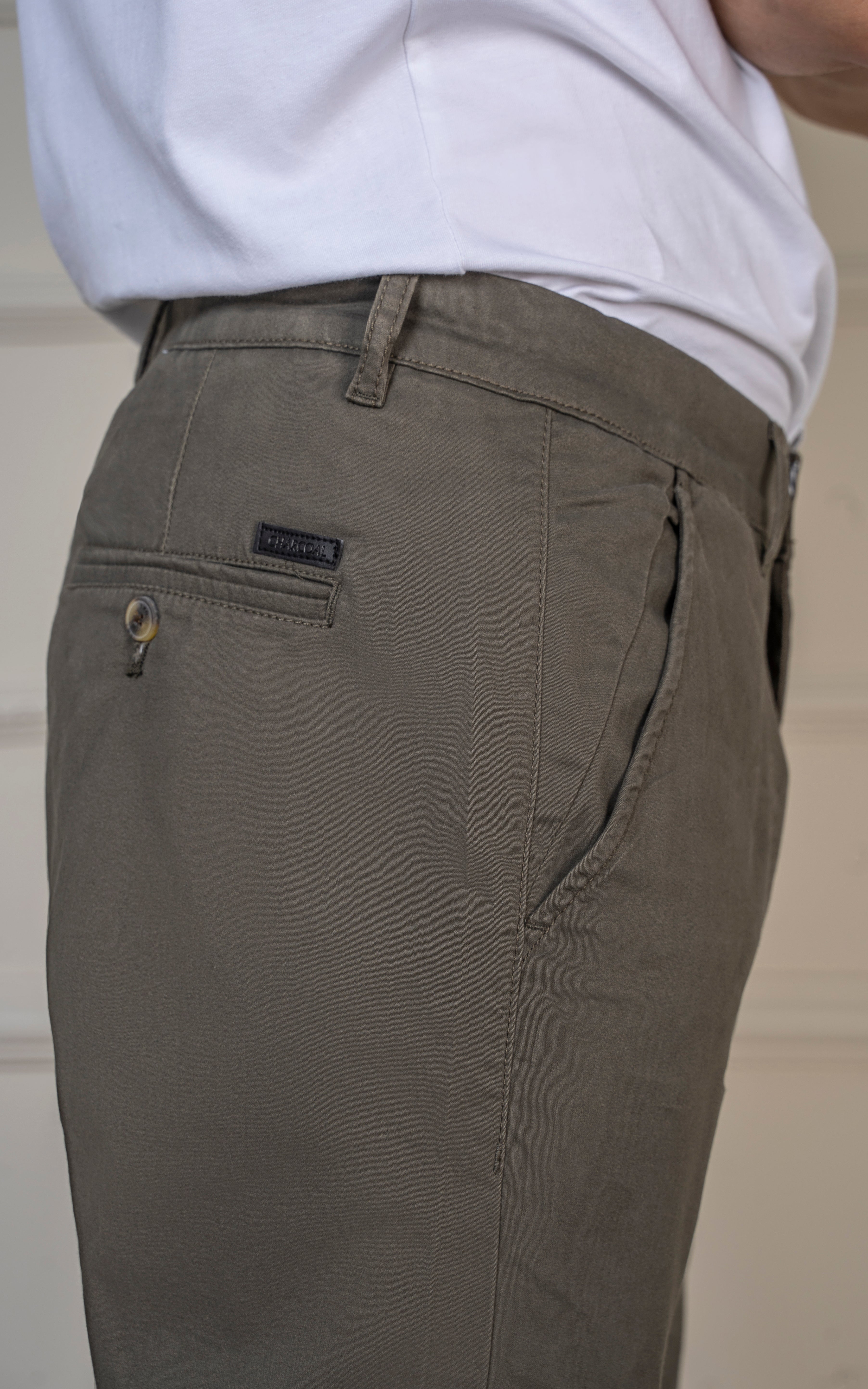 SLIM FIT SATIN PANT OLIVE