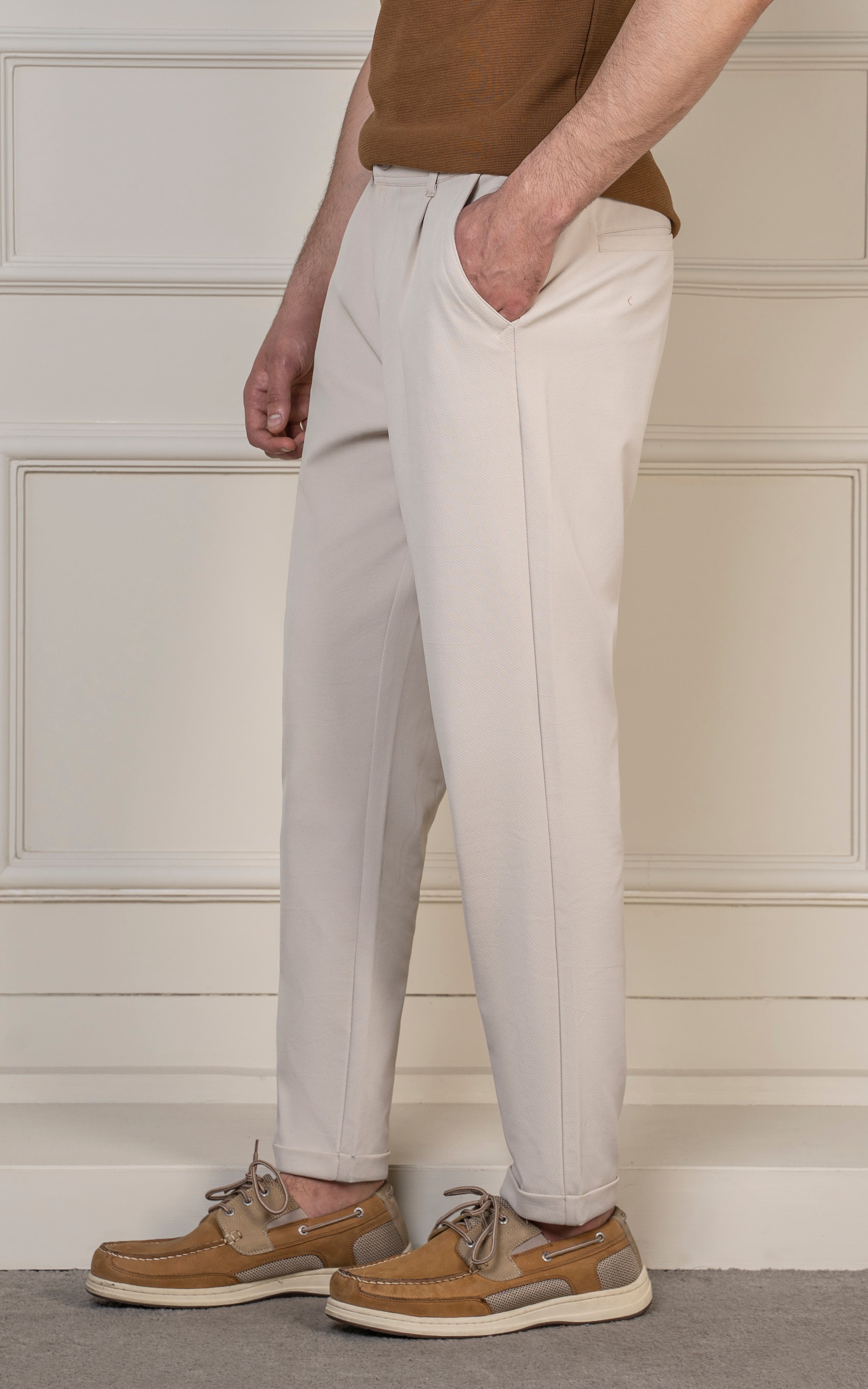 SMART FIT TEXTURED JOGGER TROUSER LIGHT KHAKI
