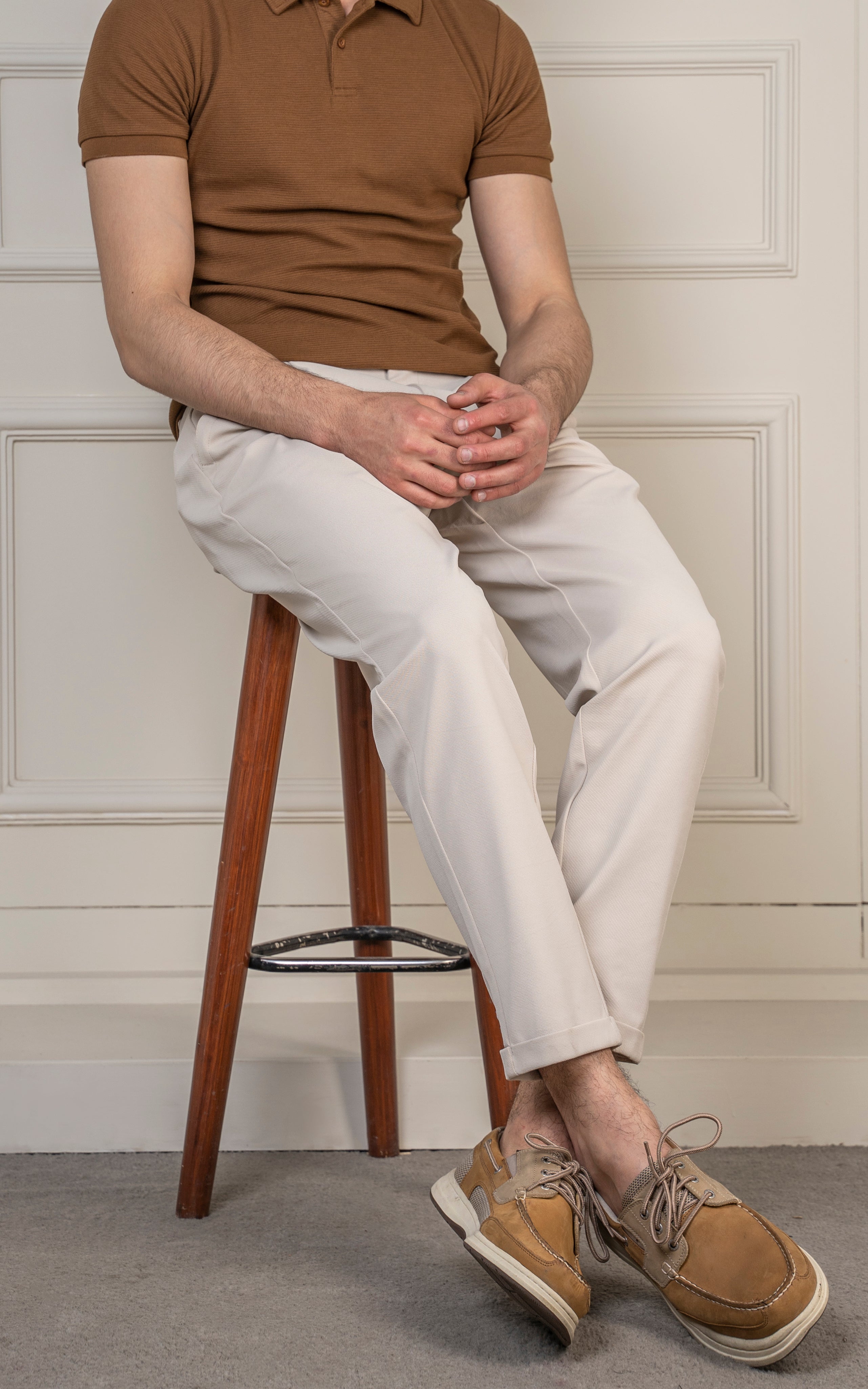 SMART FIT TEXTURED JOGGER TROUSER LIGHT KHAKI