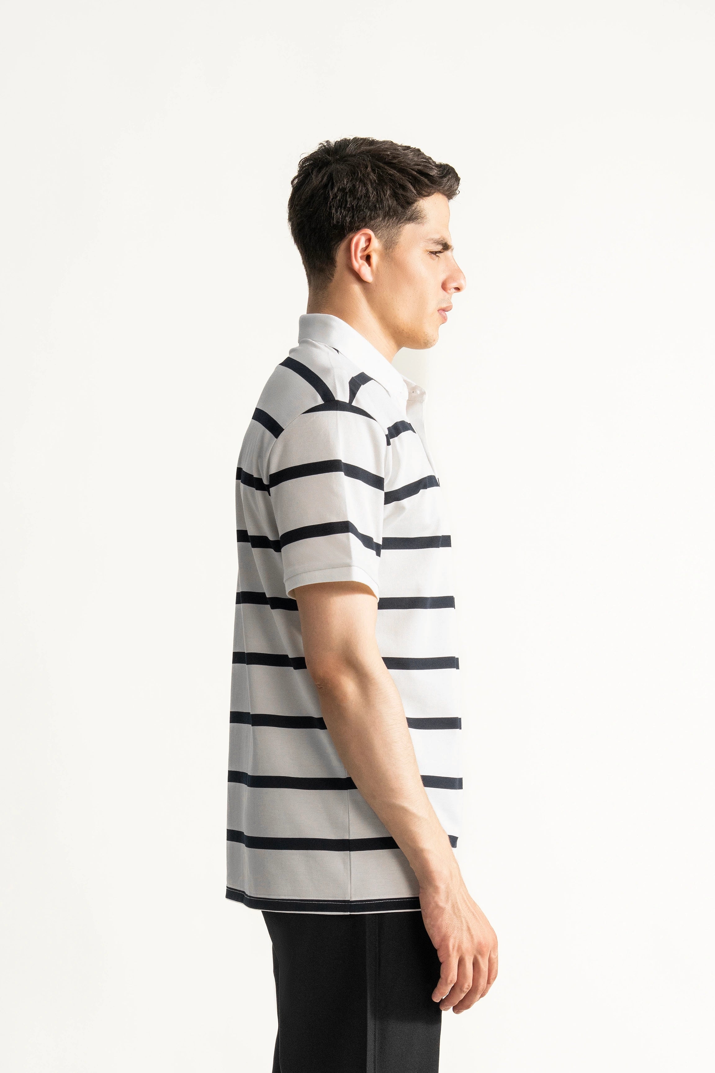 SMART FIT CLASSIC PREMIUM STRIPED POLO SHIRT WHITE