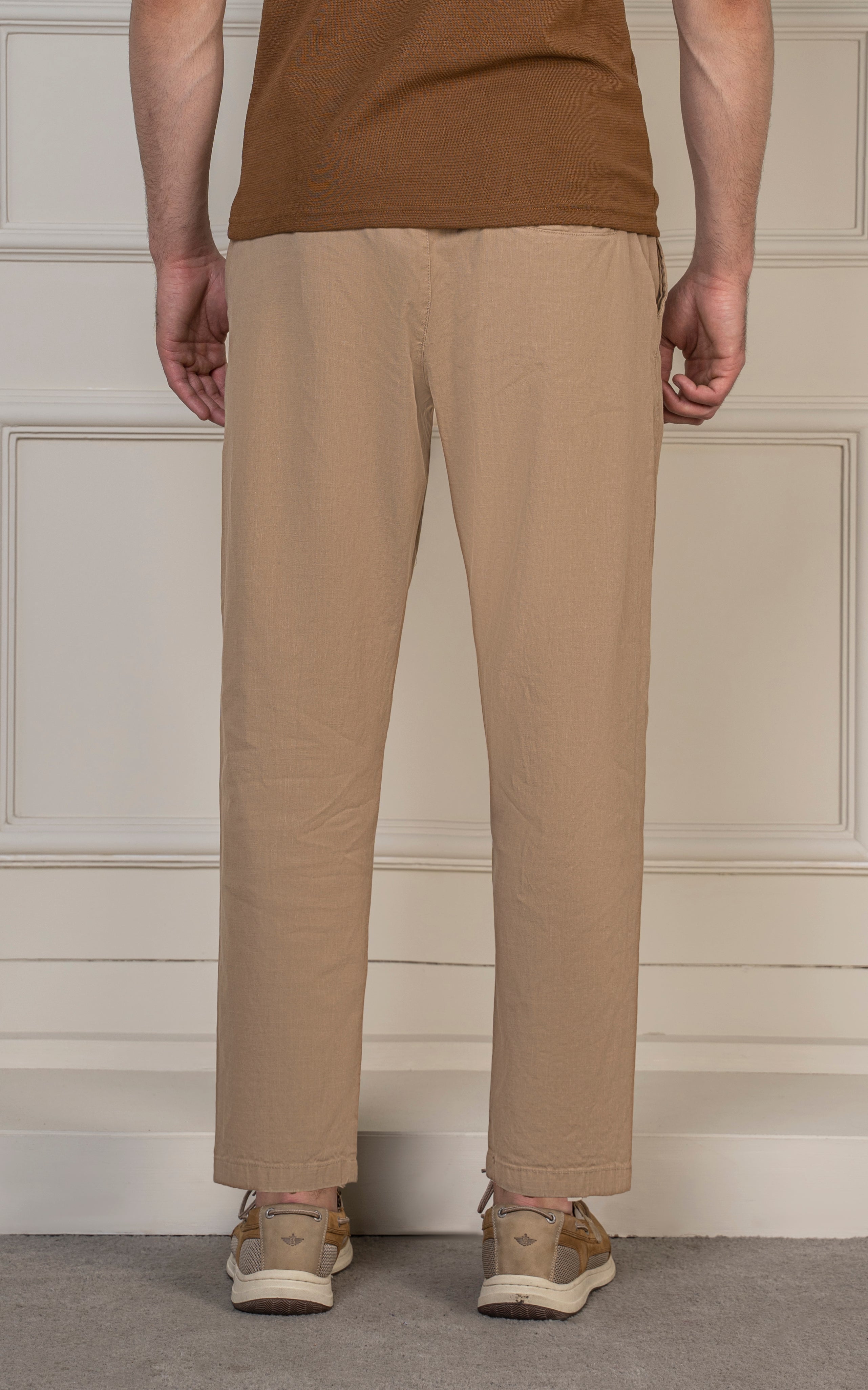 STRAIGHT FIT LINEN JOGGER TROUSER KHAKI