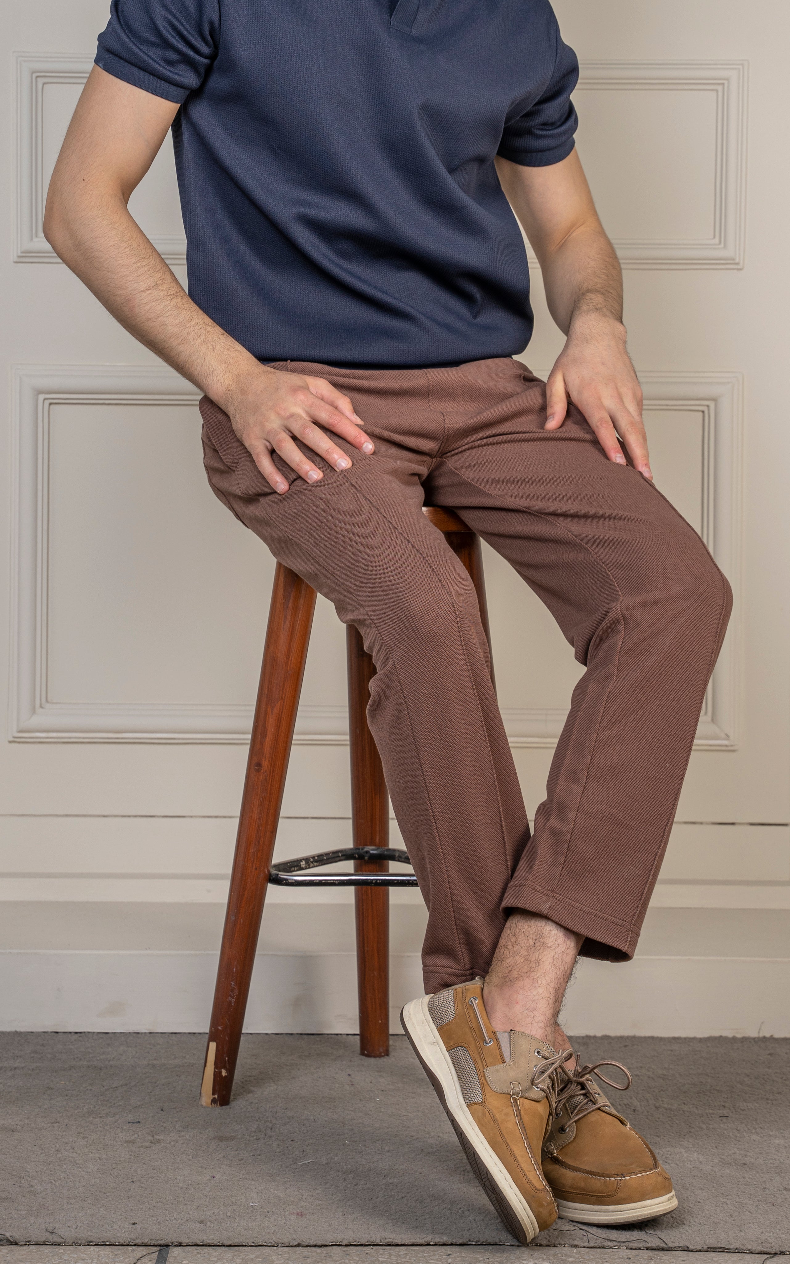 STRAIGHT FIT PIQUE TERRY JOGGER TROUSER RUST