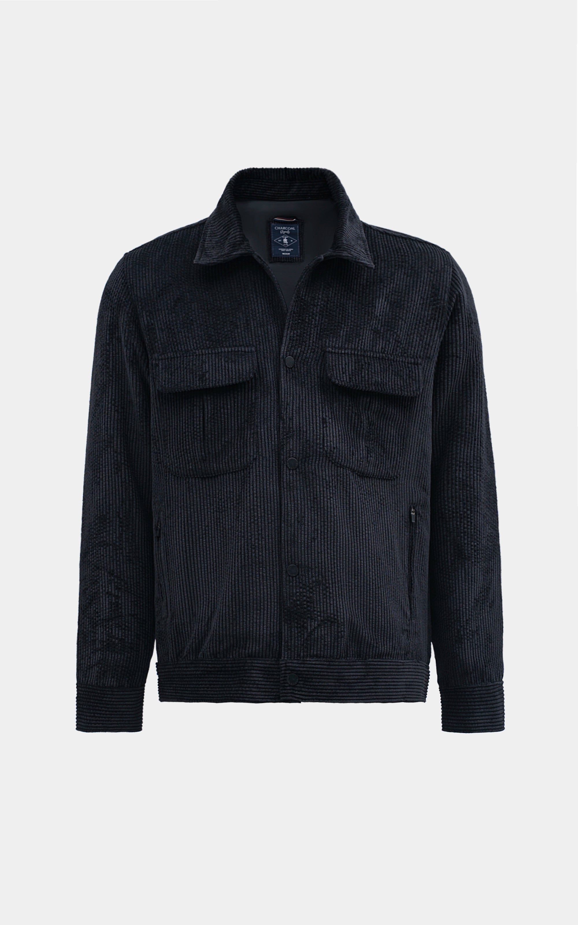 REGULAR FIT FULLSLEEVE CORDUROY JACKET BLACK