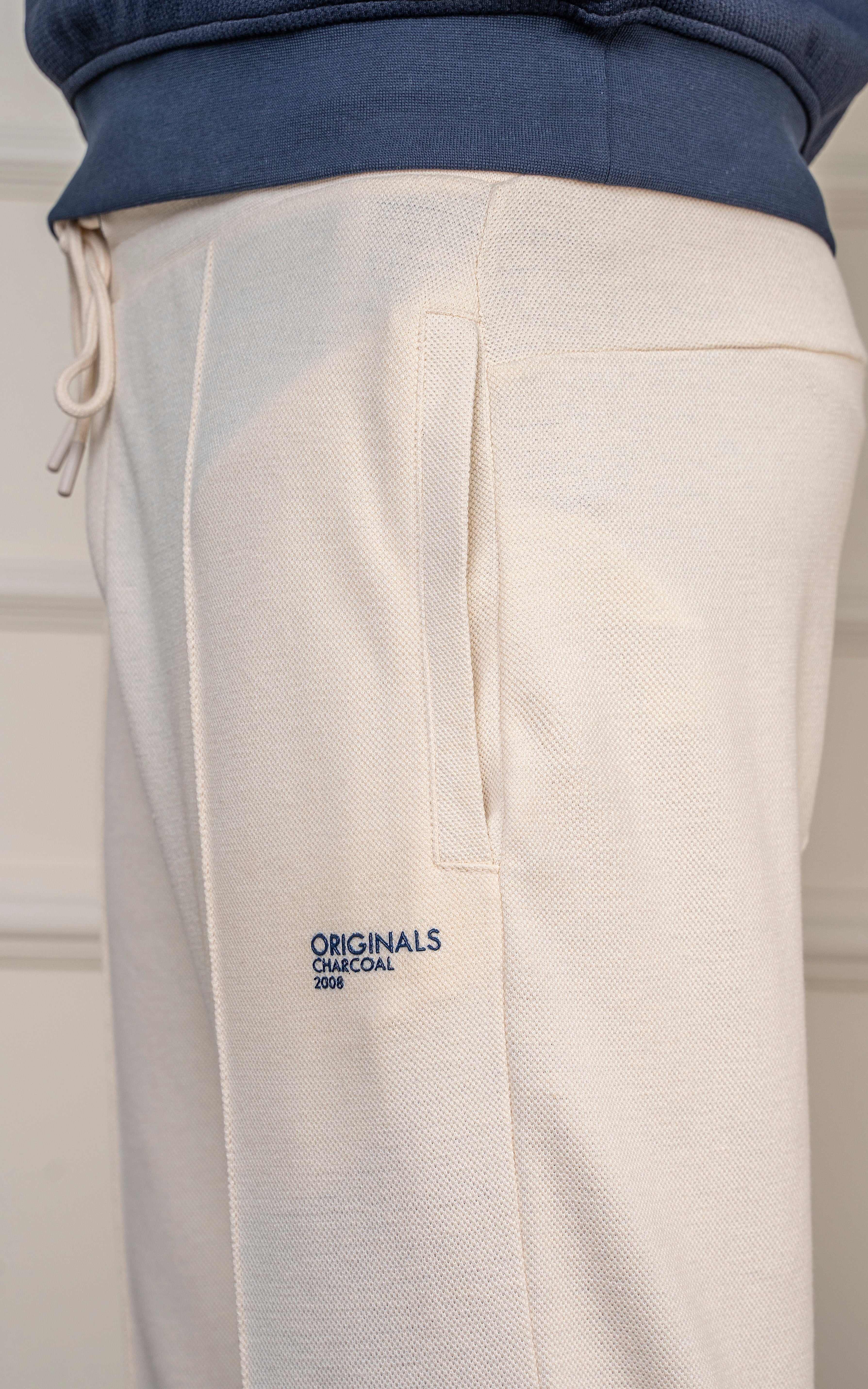 STRAIGHT FIT PIQUE TERRY JOGGER TROUSER OFF WHITE