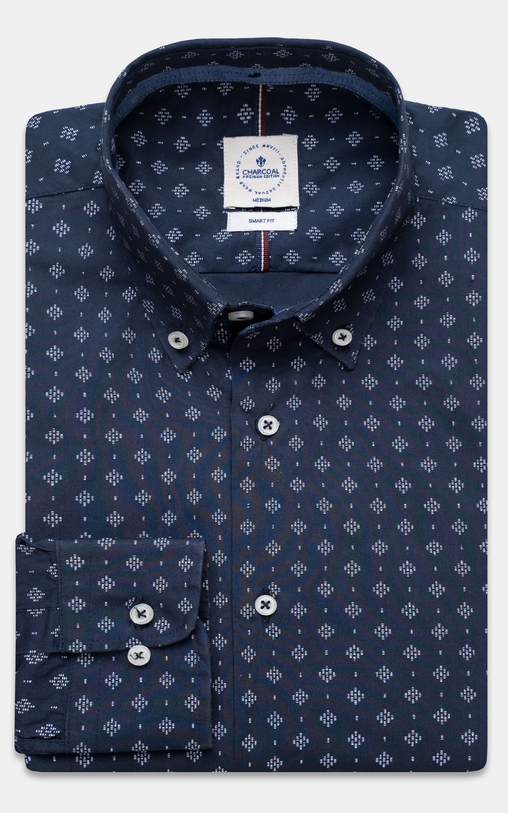 PRINTED SMART SHIRT NAVY