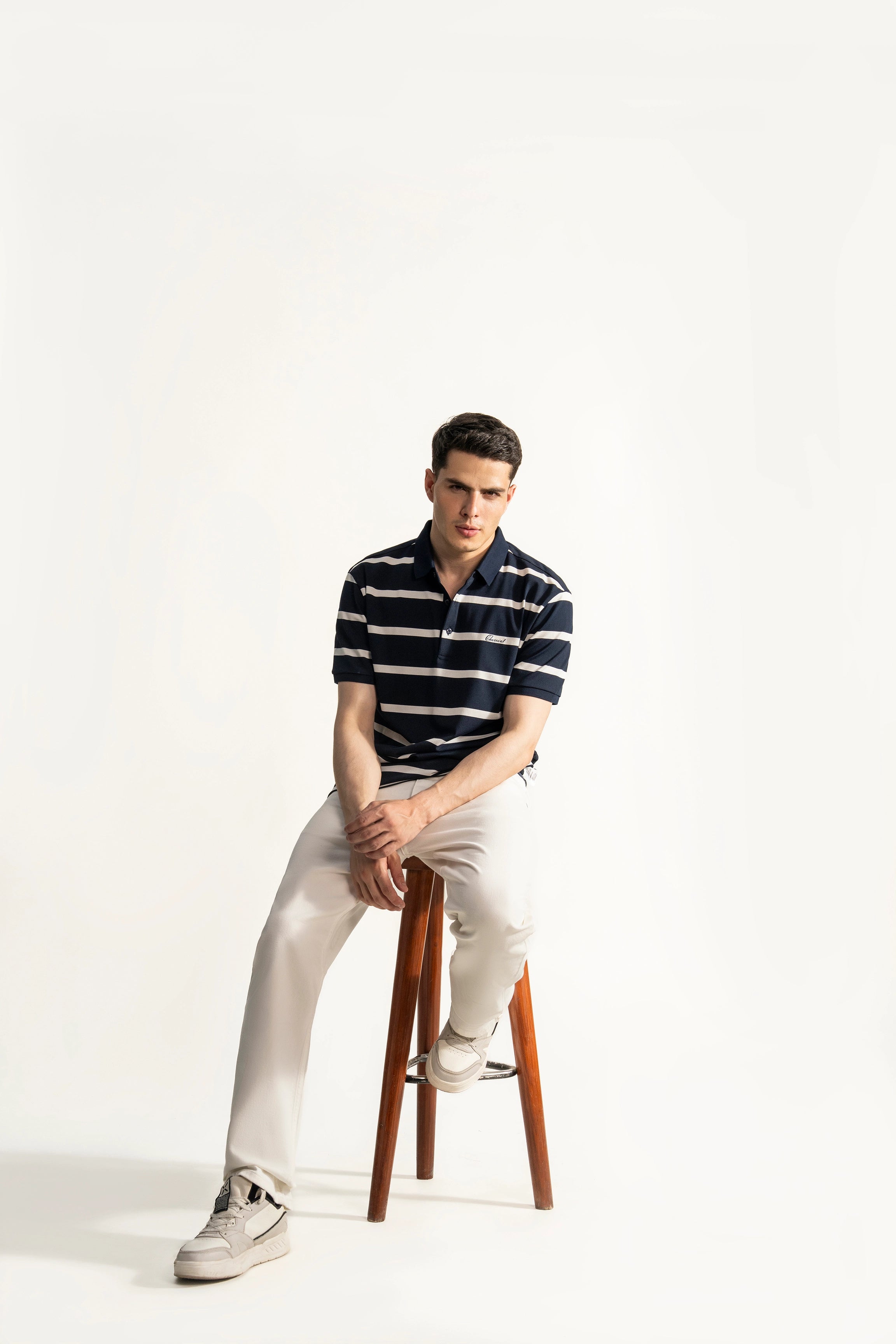 SMART FIT CLASSIC PREMIUM STRIPED POLO SHIRT NAVY