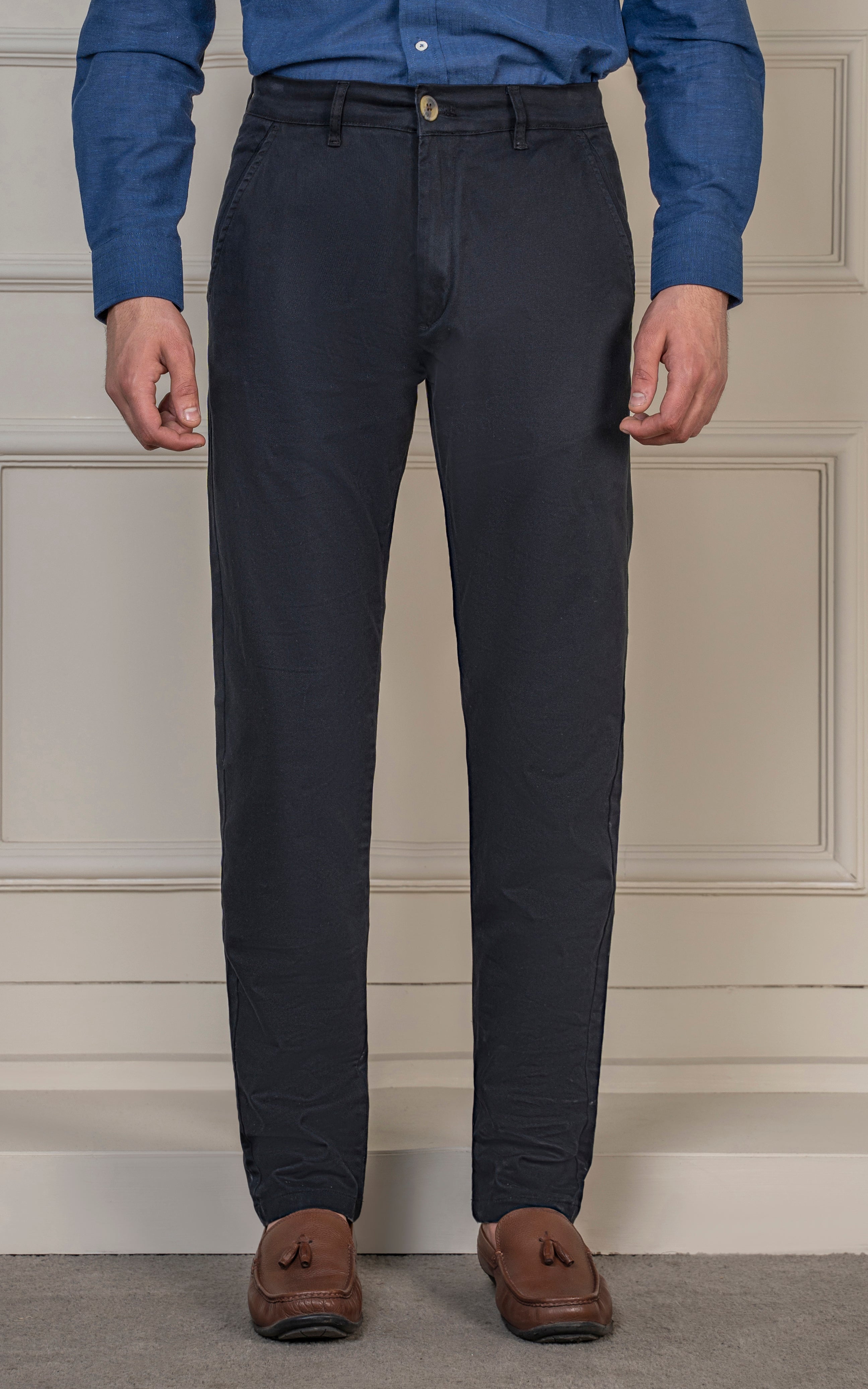 SLIM FIT SATIN PANT BLACK