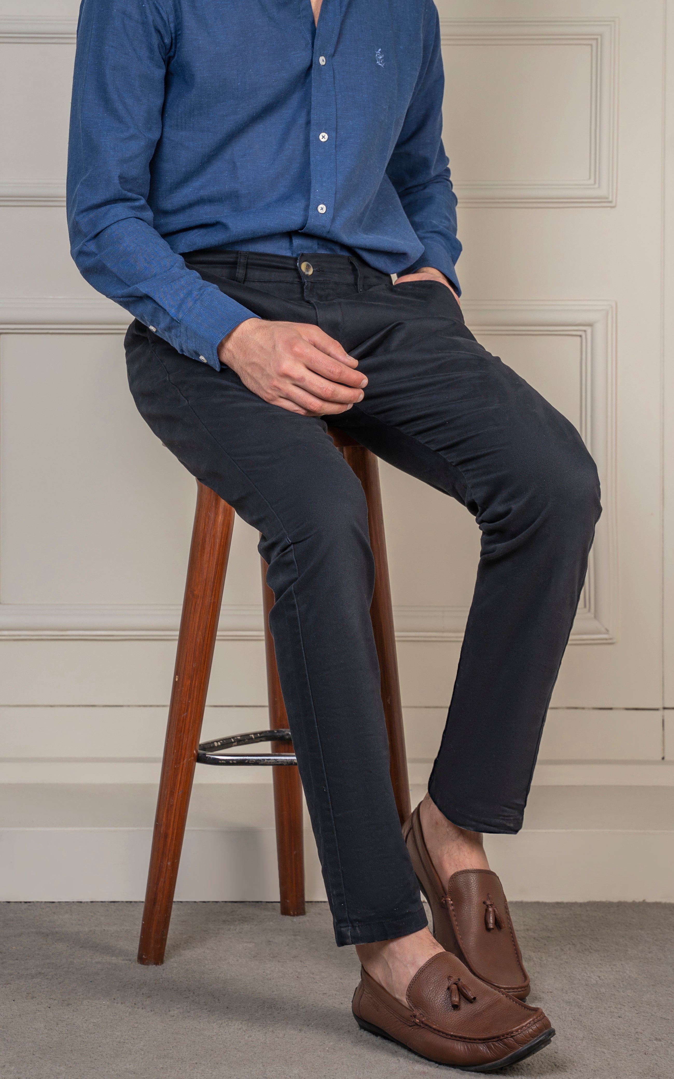 SLIM FIT SATIN PANT BLACK